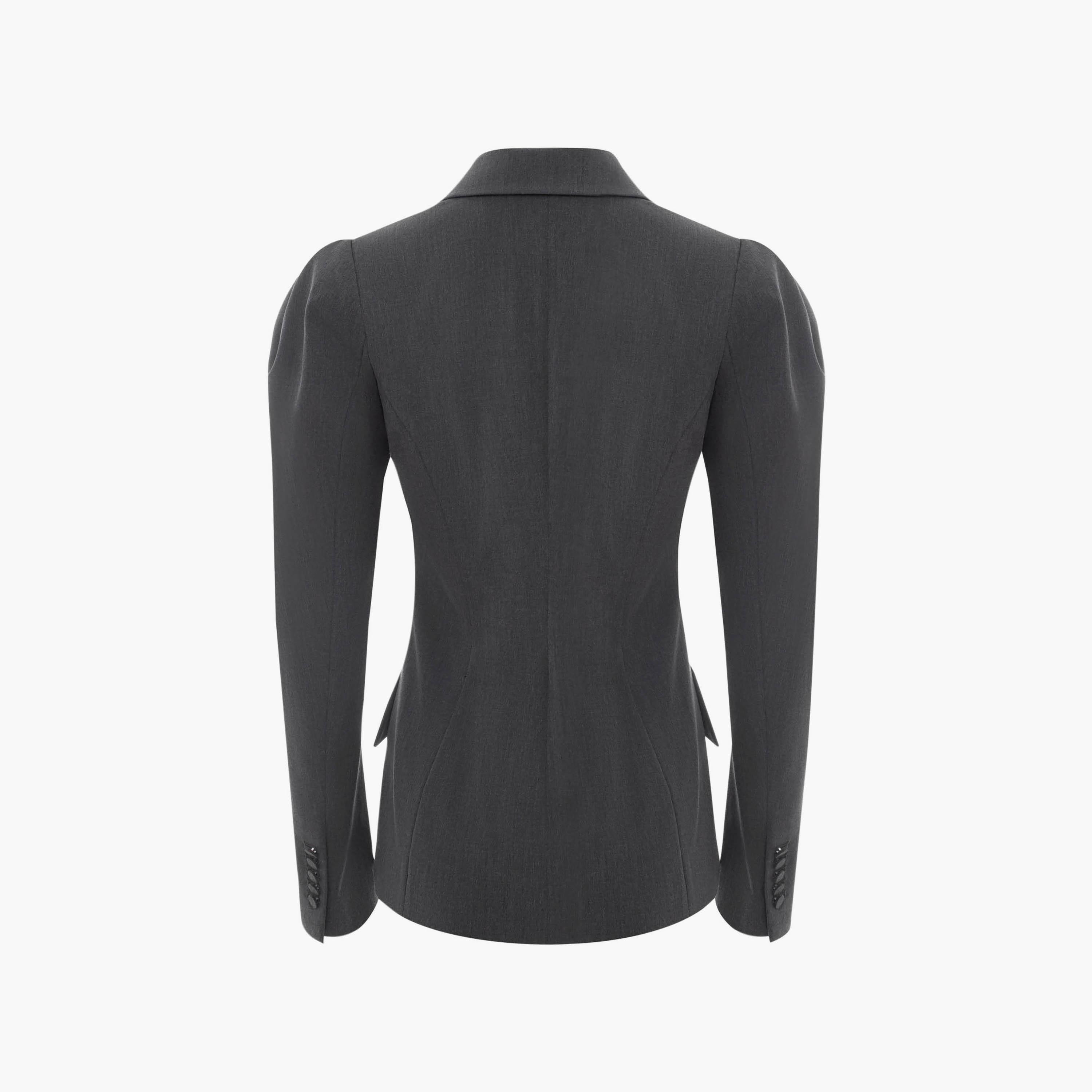 بليزر بصف أزرار واحد بأكمام منفوخة وبياقة لايبيل للنساء من ليتشي-women-clothing-coatsandjackets-blazers-image-6