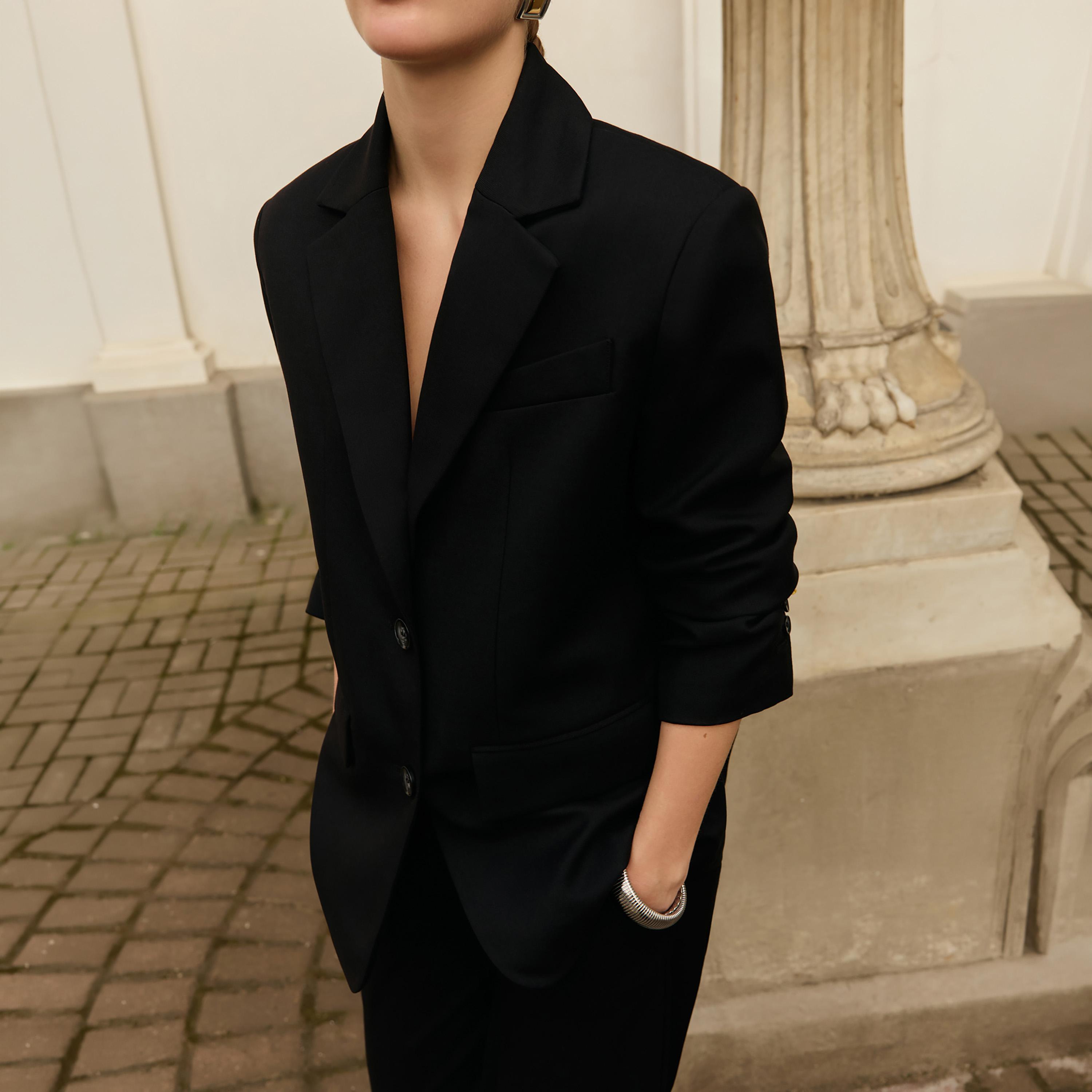 بليزر بصف أزرار واحد وبياقة لايبيل للنساء من ليتشي-women-clothing-coatsandjackets-blazers-image-3