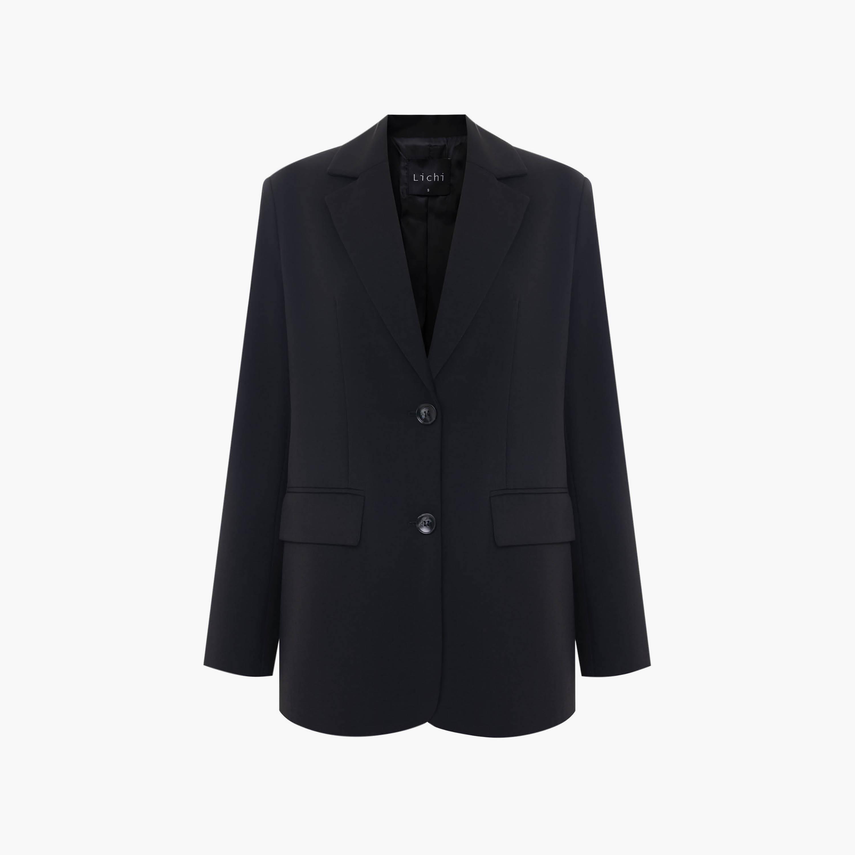 بليزر بصف أزرار واحد وبياقة لايبيل للنساء من ليتشي-women-clothing-coatsandjackets-blazers-image-5