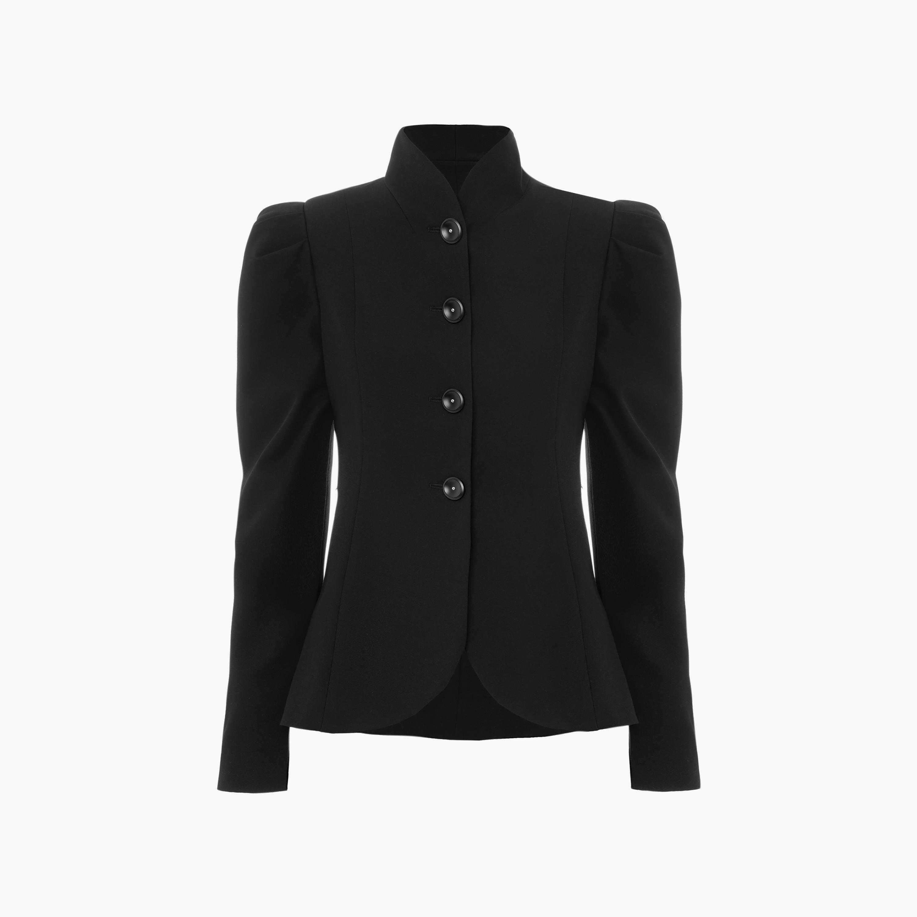 بليزر ستان بصف أزرار واحد وبياقة واقفة للنساء من ليتشي-women-clothing-coatsandjackets-blazers-image-5