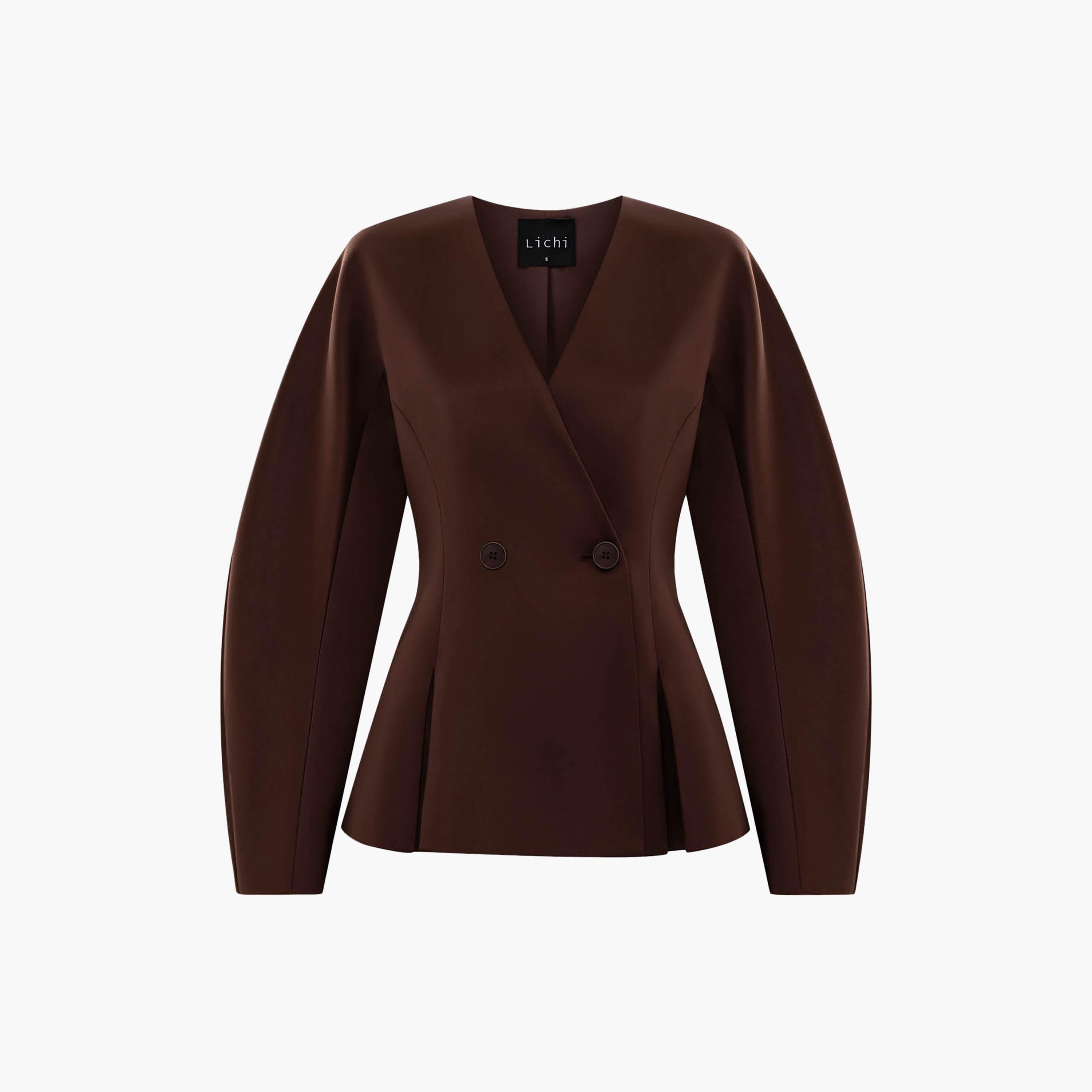 بلازر نسائي بأكمام فضفاضة وضخمة من ليتشي-women-clothing-coatsandjackets-blazers-image-5