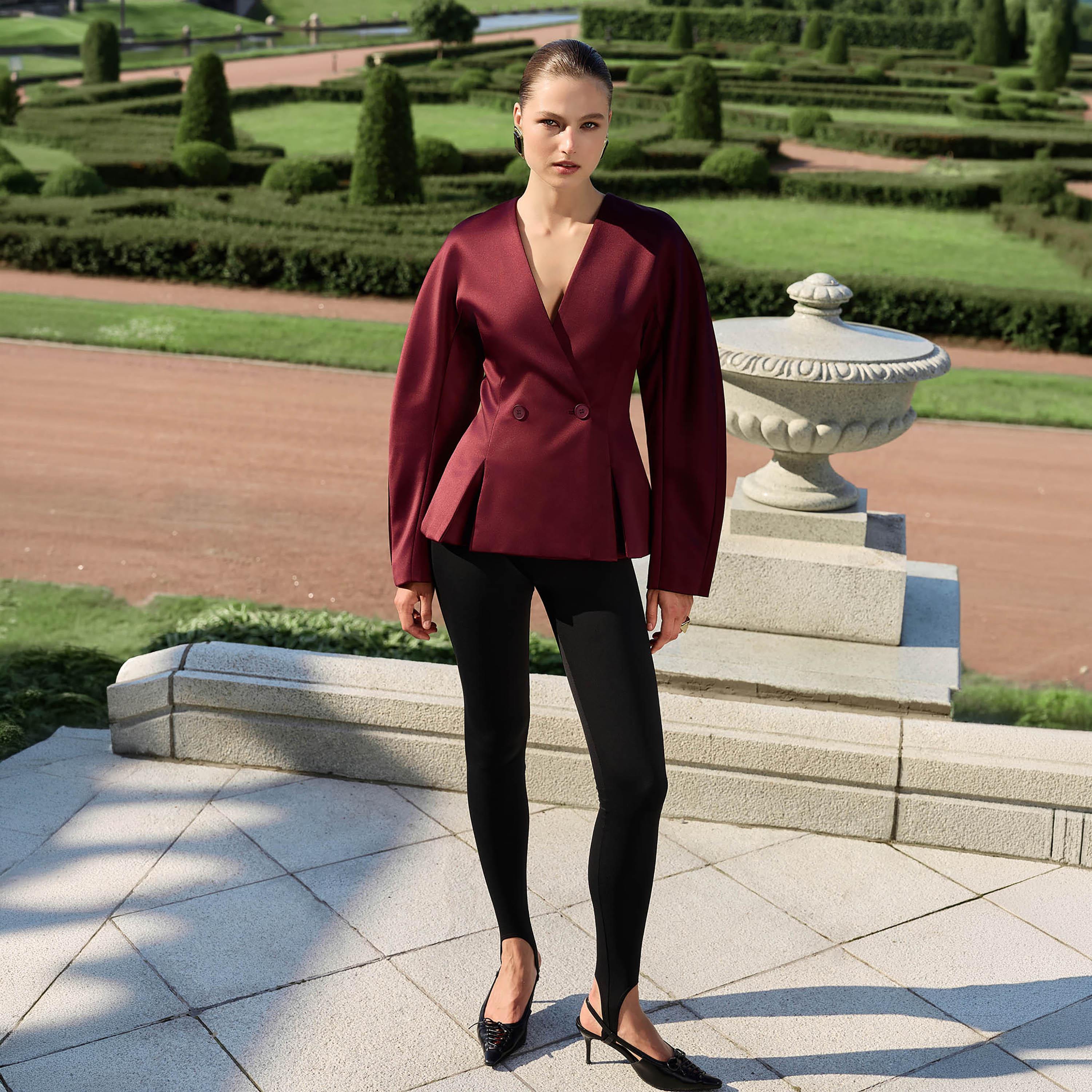 بلازر نسائي بأكمام فضفاضة وضخمة من ليتشي-women-clothing-coatsandjackets-blazers-image-2