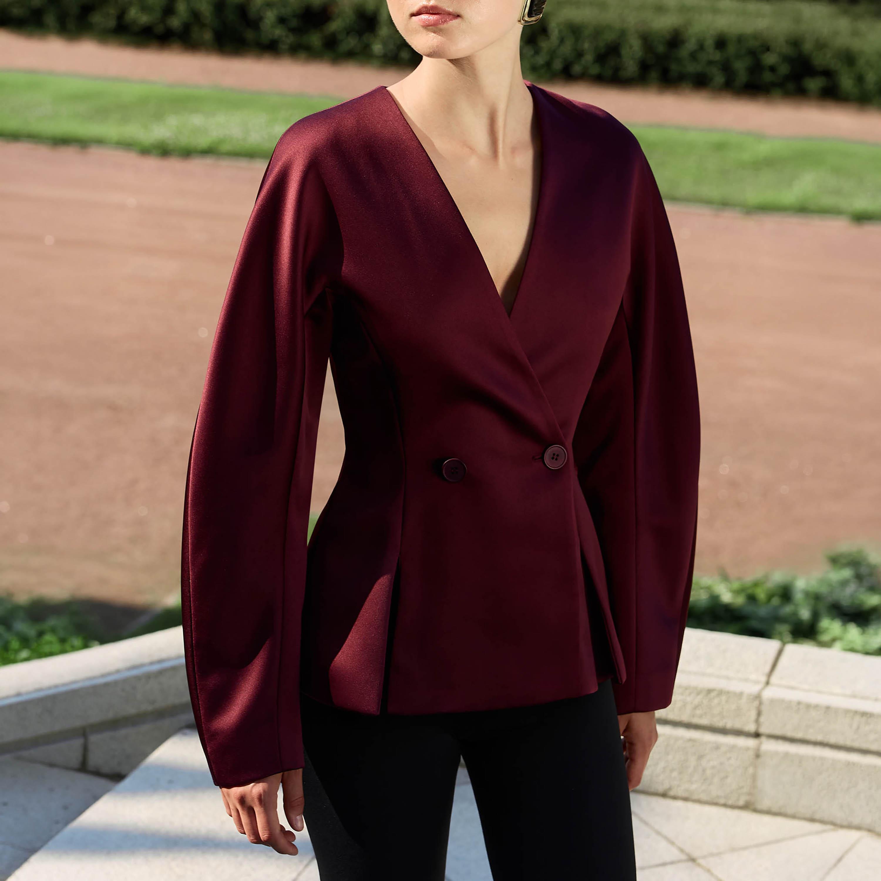 بلازر نسائي بأكمام فضفاضة وضخمة من ليتشي-women-clothing-coatsandjackets-blazers-image-4