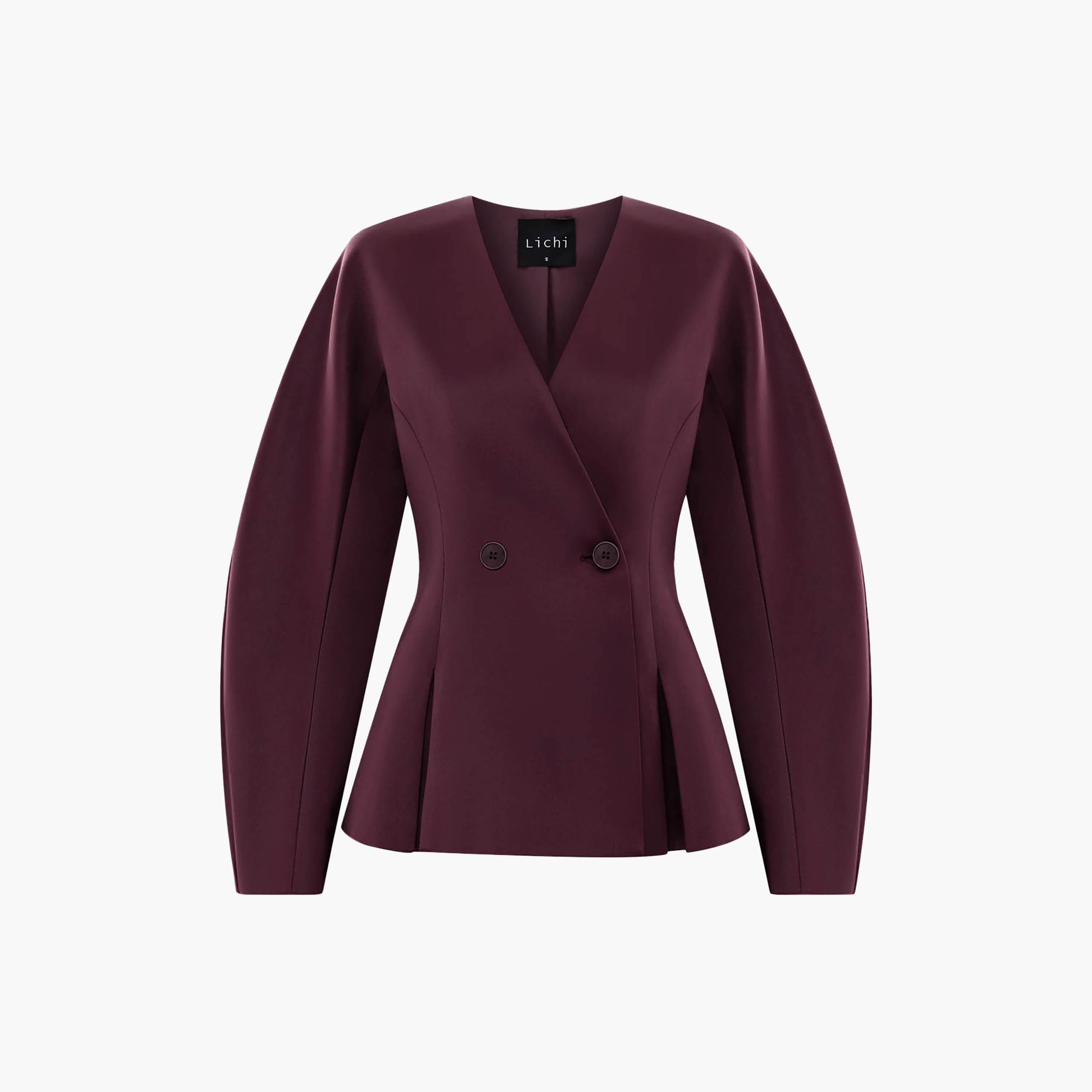 بلازر نسائي بأكمام فضفاضة وضخمة من ليتشي-women-clothing-coatsandjackets-blazers-image-5
