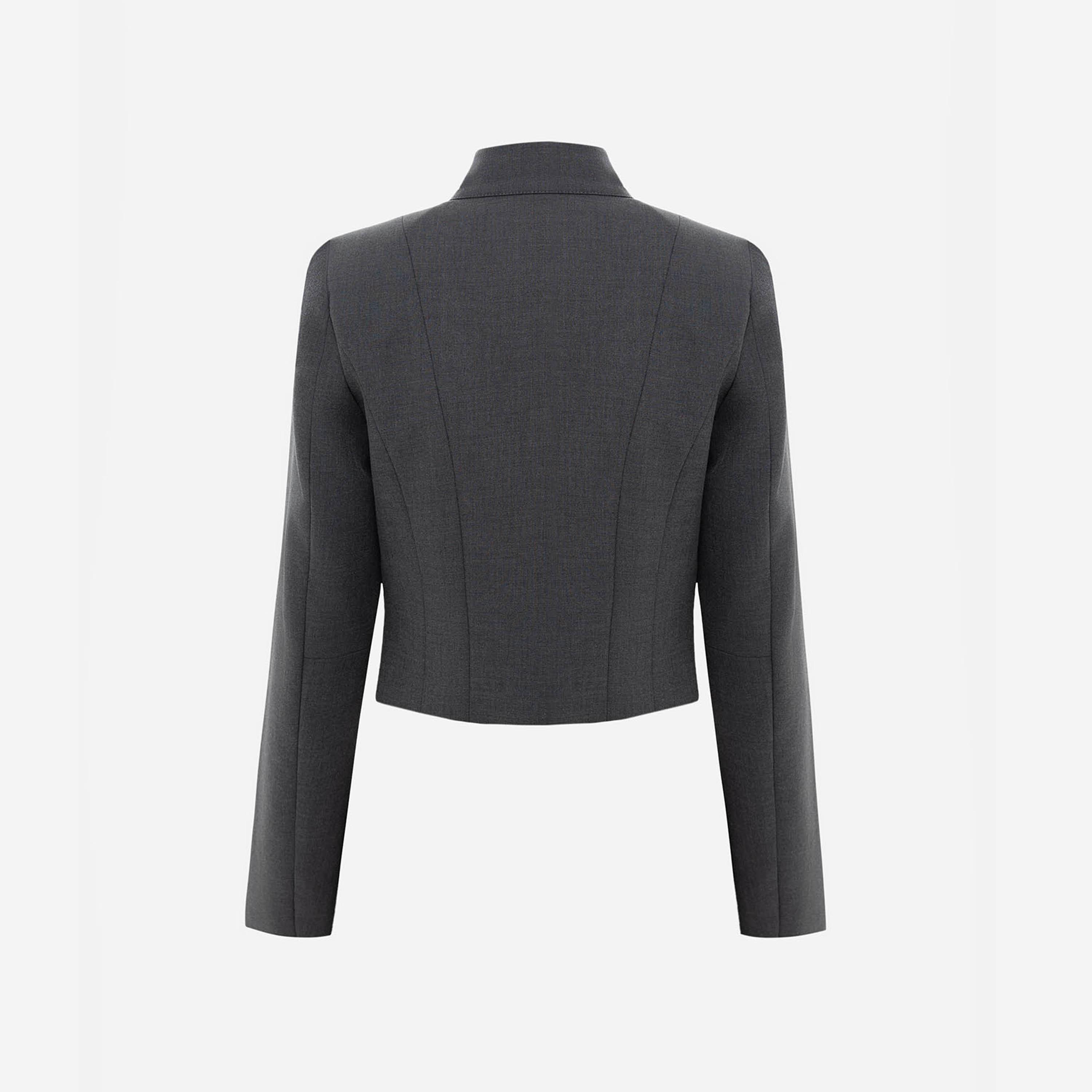 جاكيت حريمي رمادي بياقة قائمة من ليتشي-women-winterwear-coatsandjackets-jackets-image-6