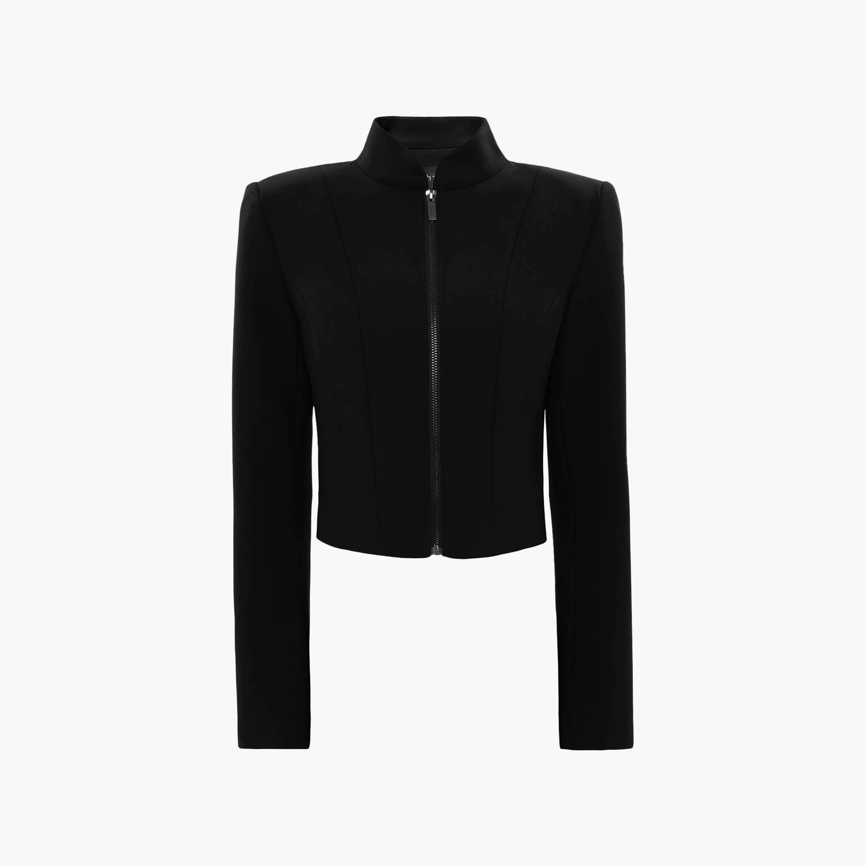 جاكيت نسائي بياقة عالية باللون الأسود من ليتشي-women-winterwear-coatsandjackets-jackets-image-5