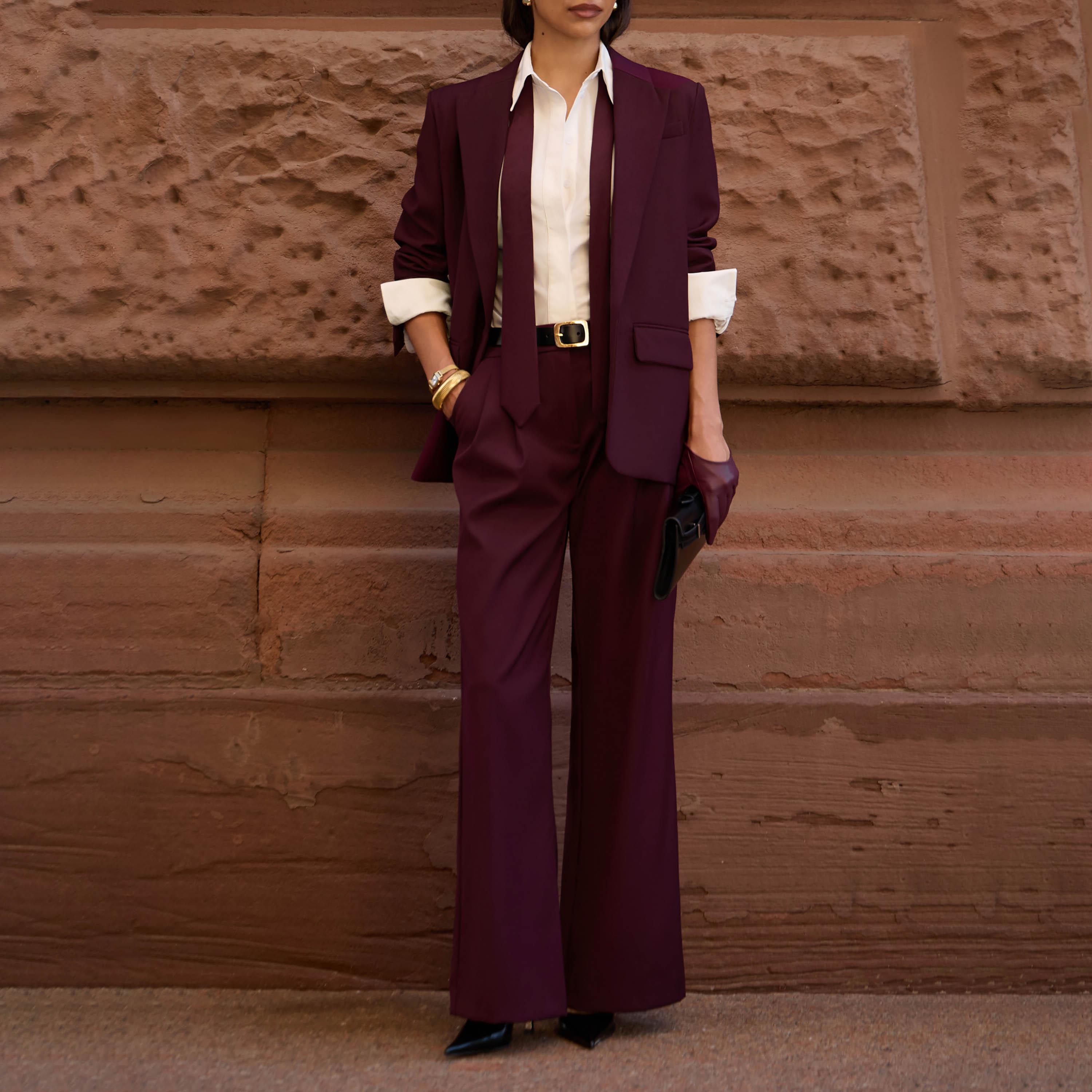 بلازر حريمي بياقة مطوية من ليتشي-women-clothing-coatsandjackets-blazers-image-4