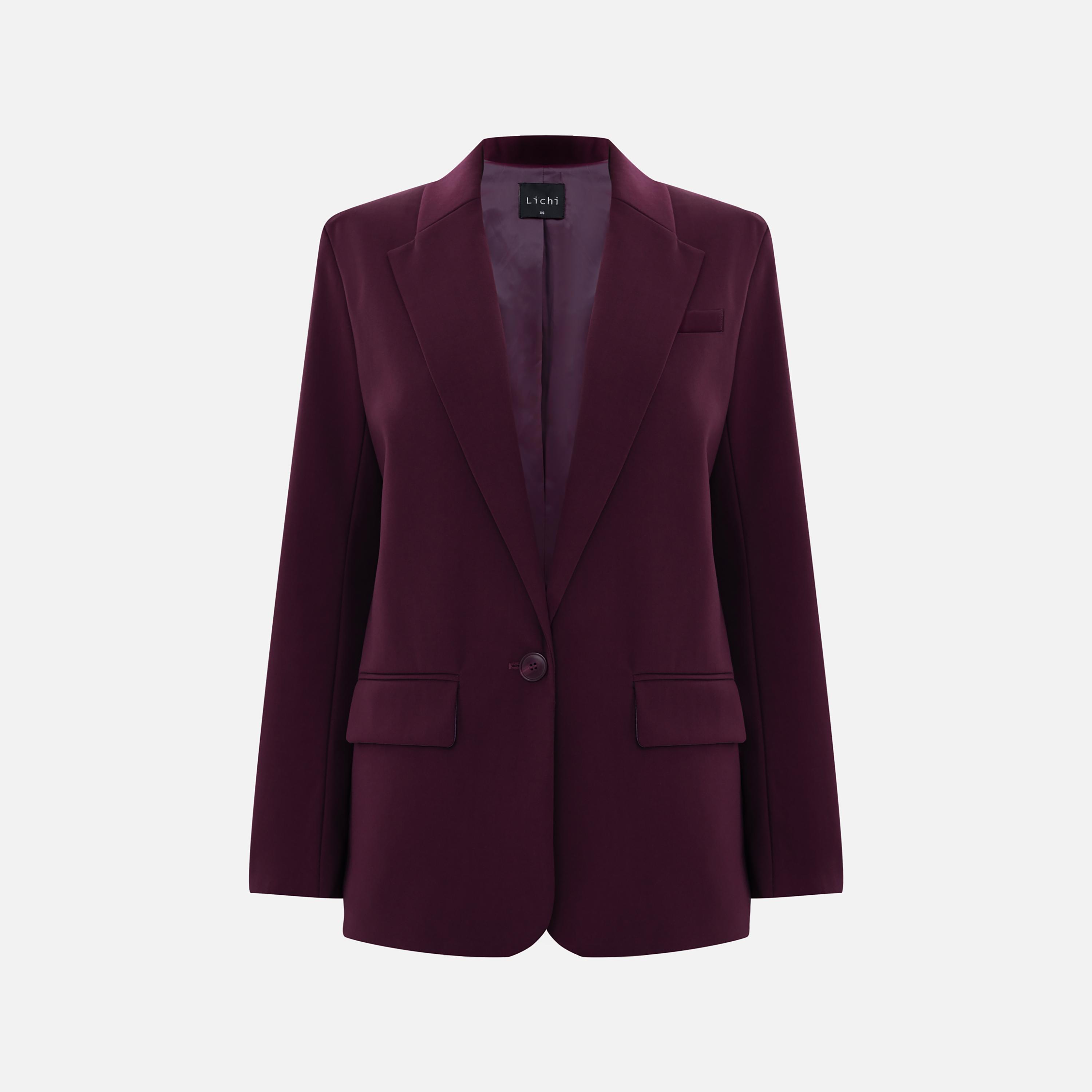 بلازر حريمي بياقة مطوية من ليتشي-women-clothing-coatsandjackets-blazers-image-5