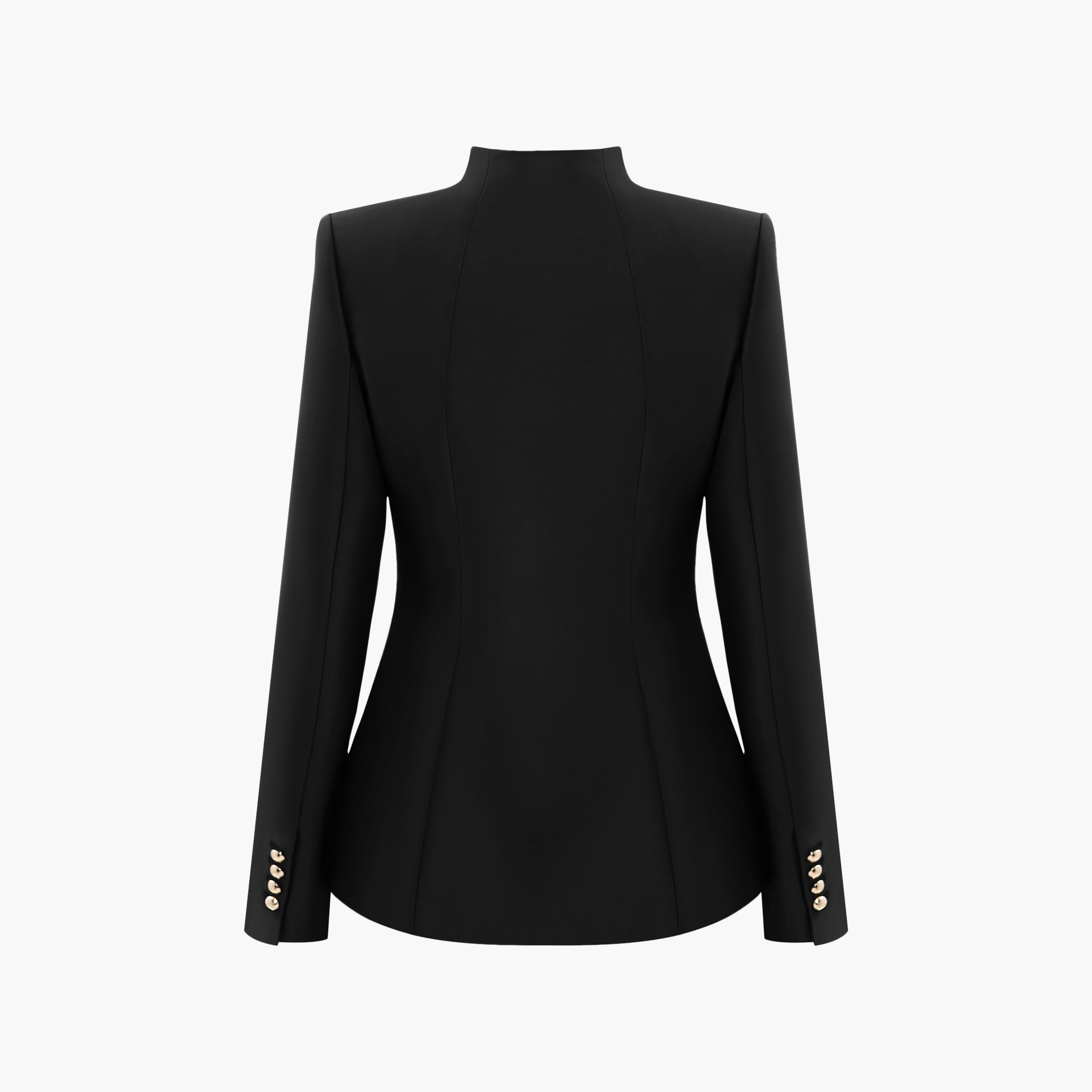 بلازر نسائي بياقة عالية باللون الأسود من ليتشي-women-clothing-coatsandjackets-blazers-image-5