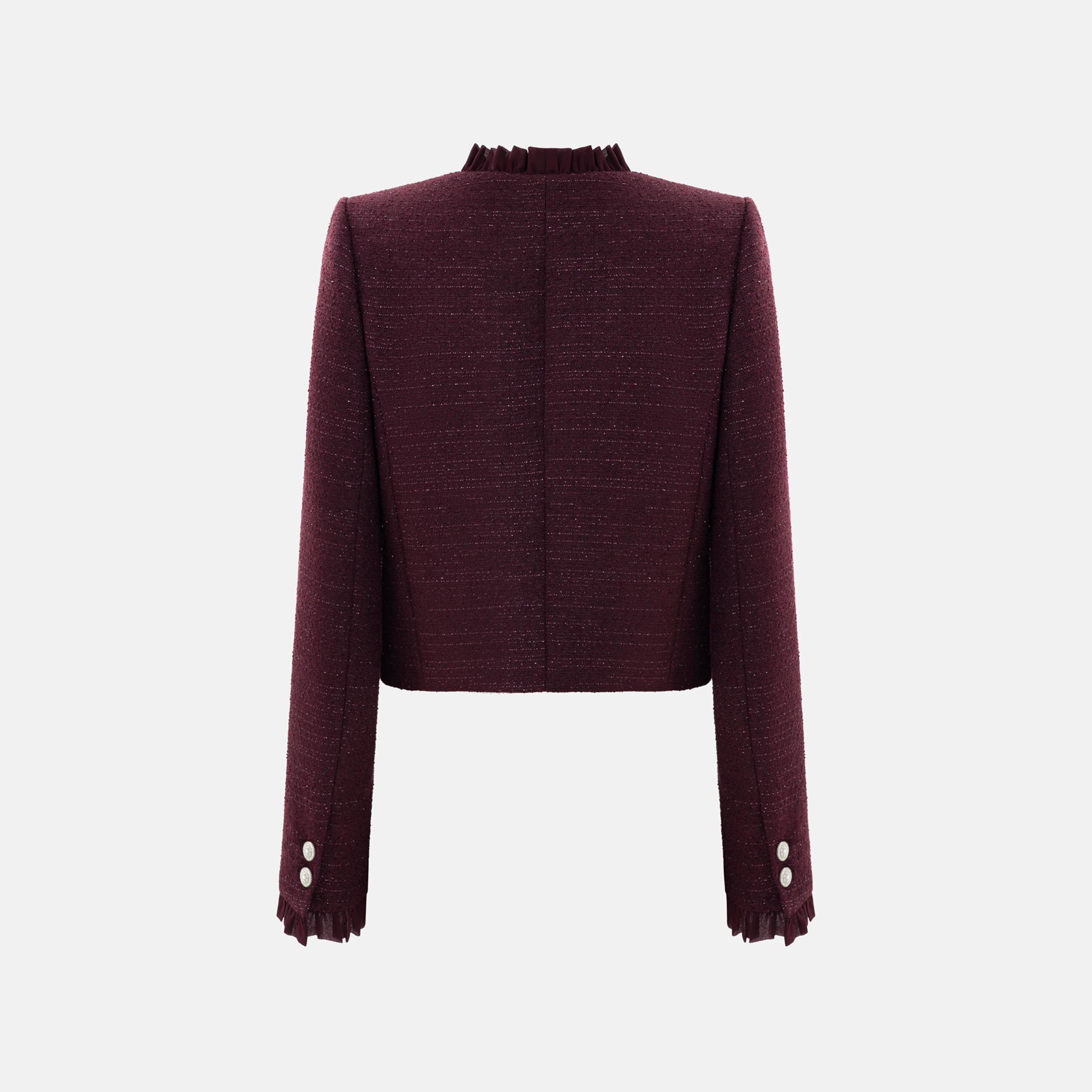 جاكيت حريمي من قماش التويد بياقة مكشكشة من ليتشي-women-winterwear-coatsandjackets-jackets-image-6