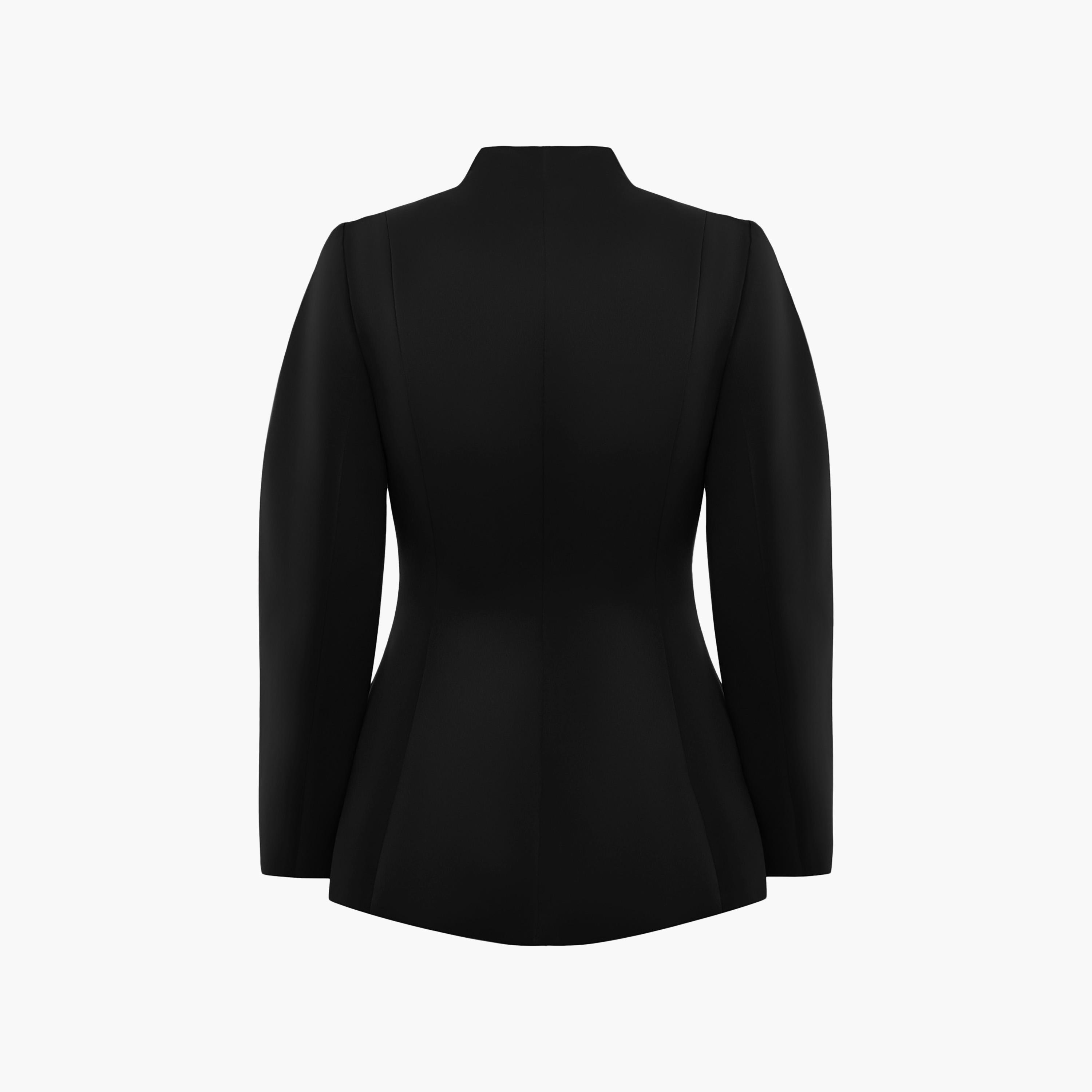 Lichi Black Stand Collar Women's Blazer-women-clothing-coatsandjackets-blazers-image-6