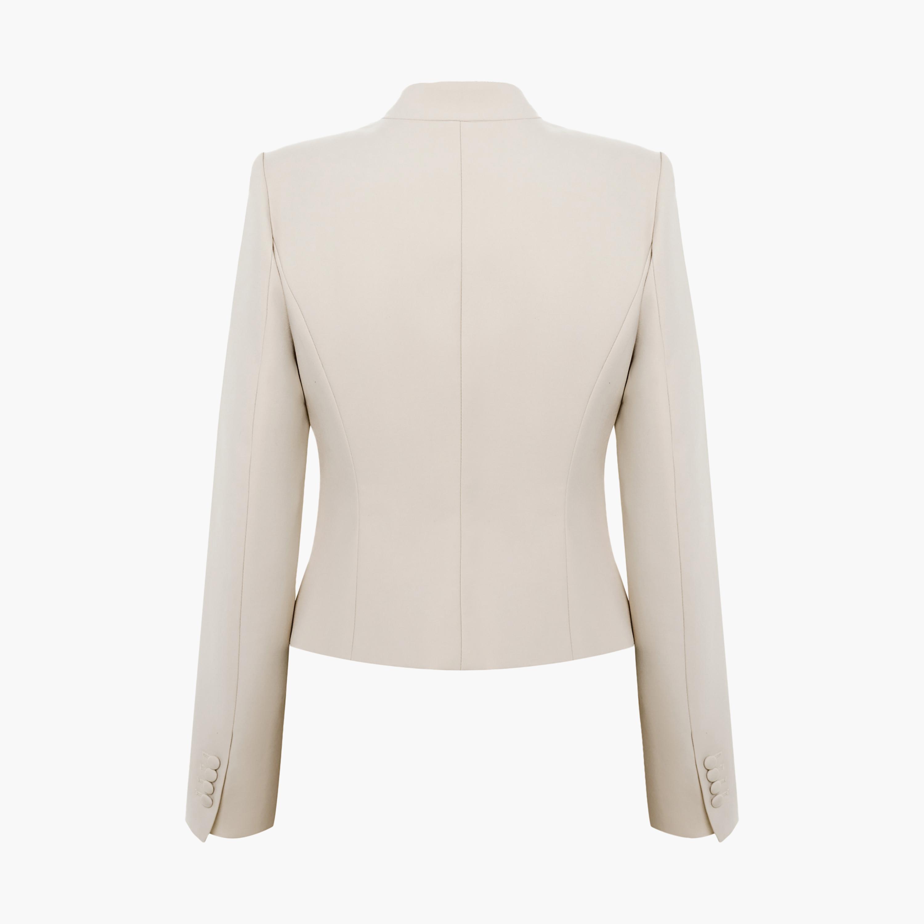 بلازر نسائي بياقة ماندارين باللون البيج من ليتشي-women-clothing-coatsandjackets-blazers-image-7