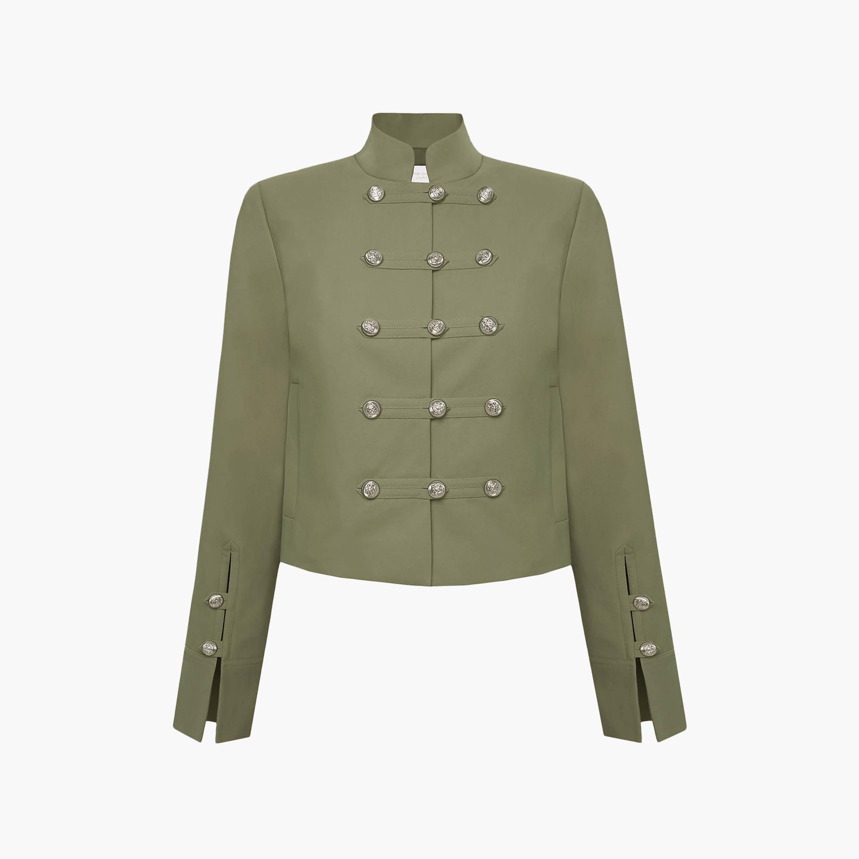 جاكيت قطن نسائي بياقة ماندارين باللون الأخضر من ليتشي-women-winterwear-coatsandjackets-jackets-image-5