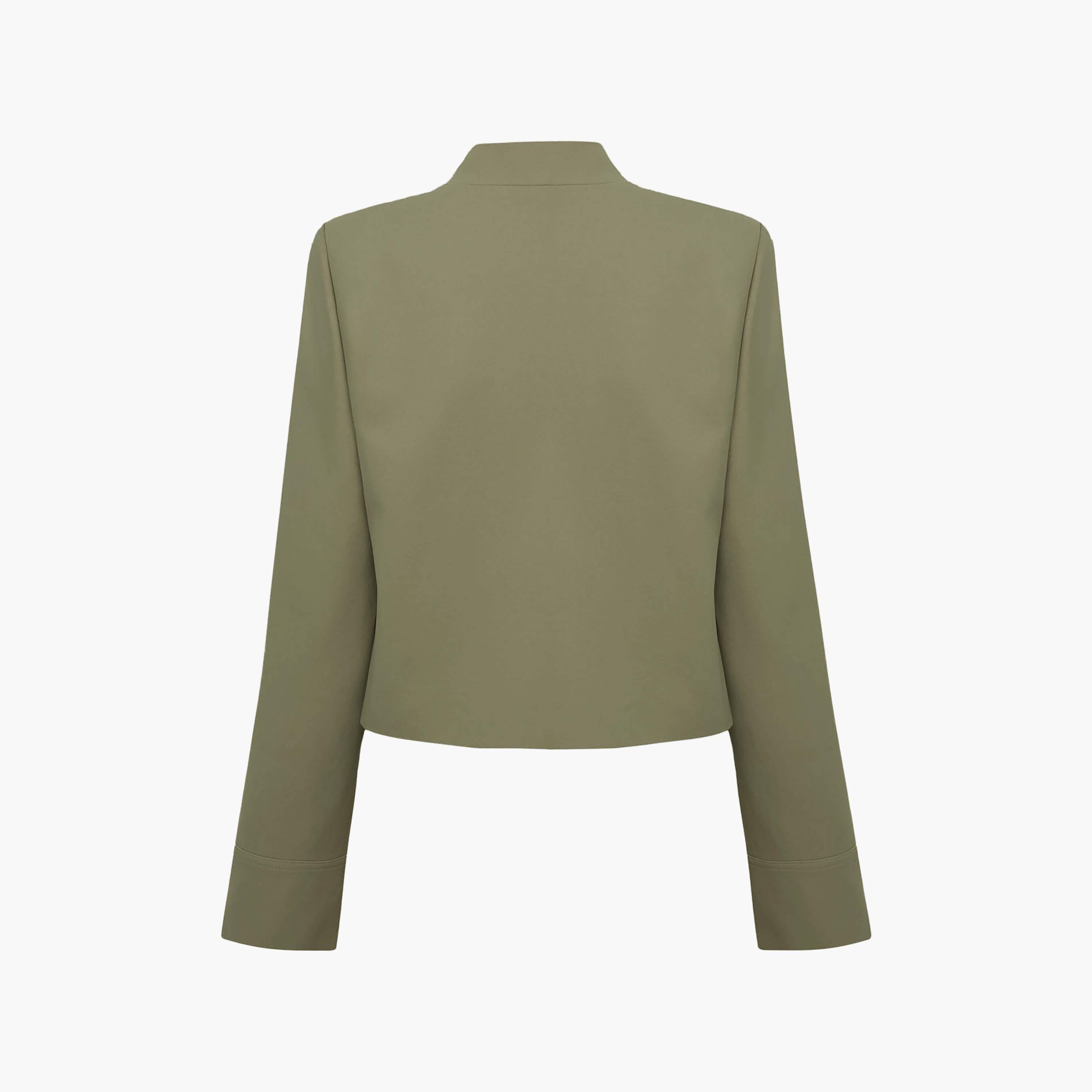 جاكيت قطن نسائي بياقة ماندارين باللون الأخضر من ليتشي-women-winterwear-coatsandjackets-jackets-image-6