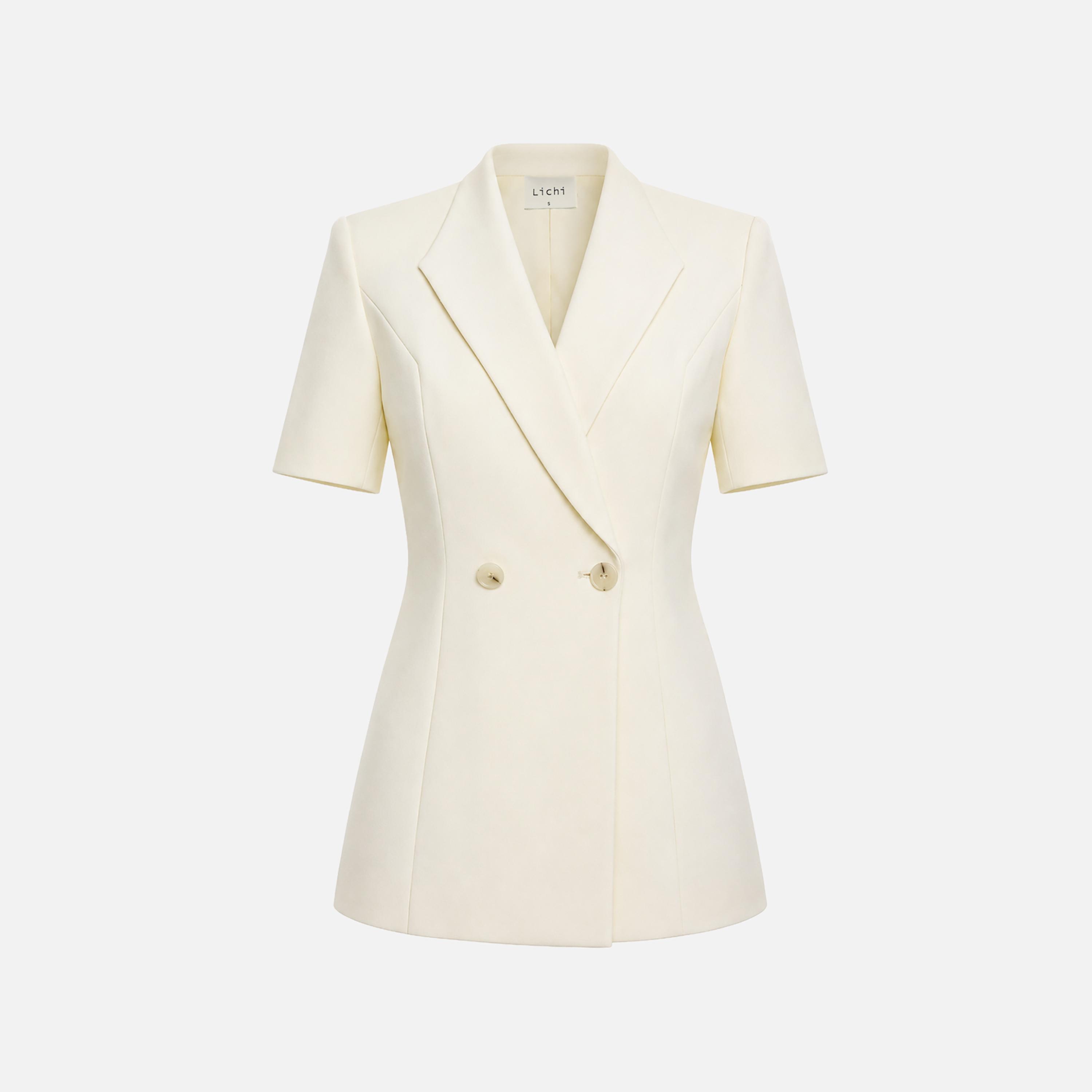 بلازر حريمي بياقة مطوية من ليتشي-women-clothing-coatsandjackets-blazers-image-5