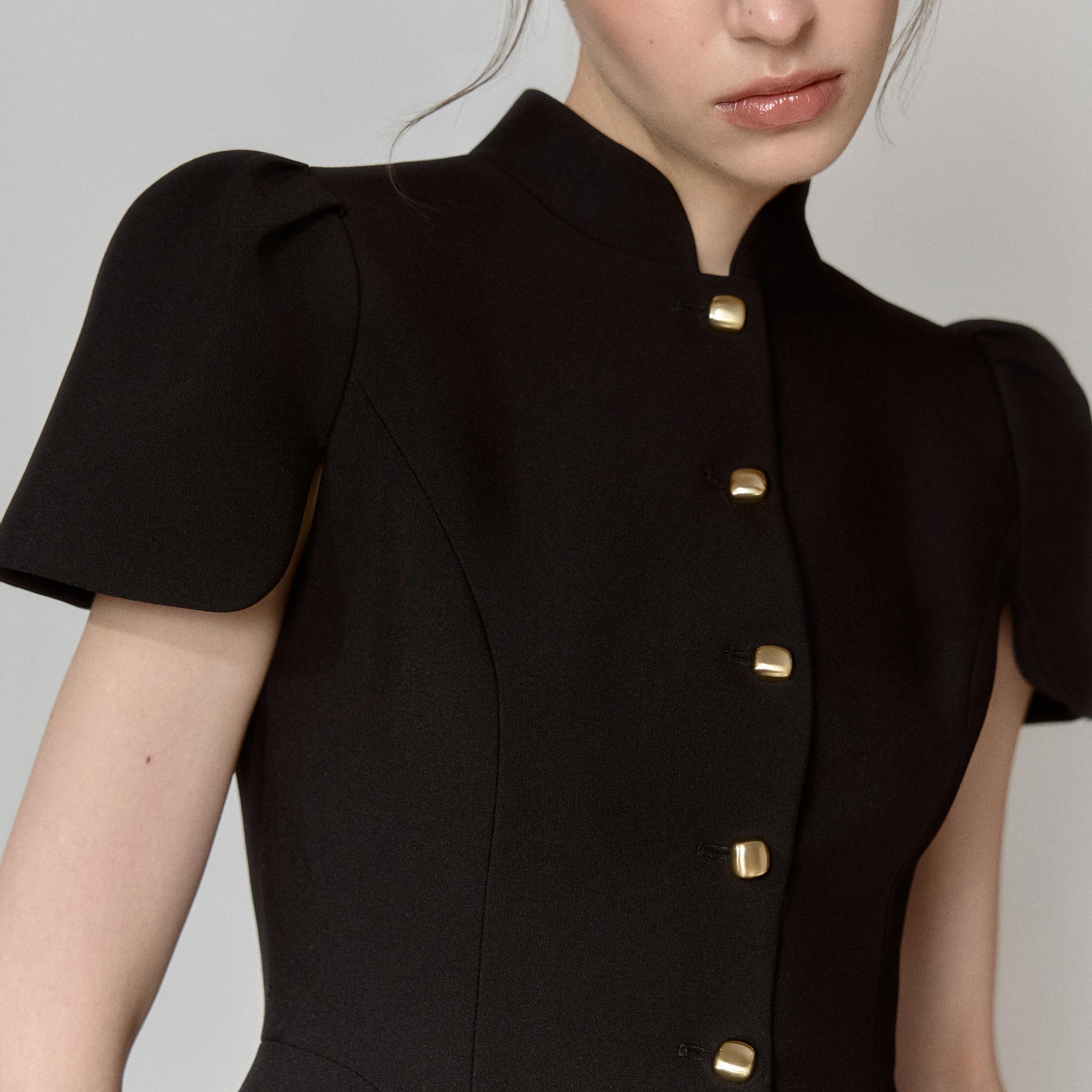 جاكيت بيبلوم حريمي بياقة قائمة وأكمام منتفخة من ليتشي-women-winterwear-coatsandjackets-jackets-image-4
