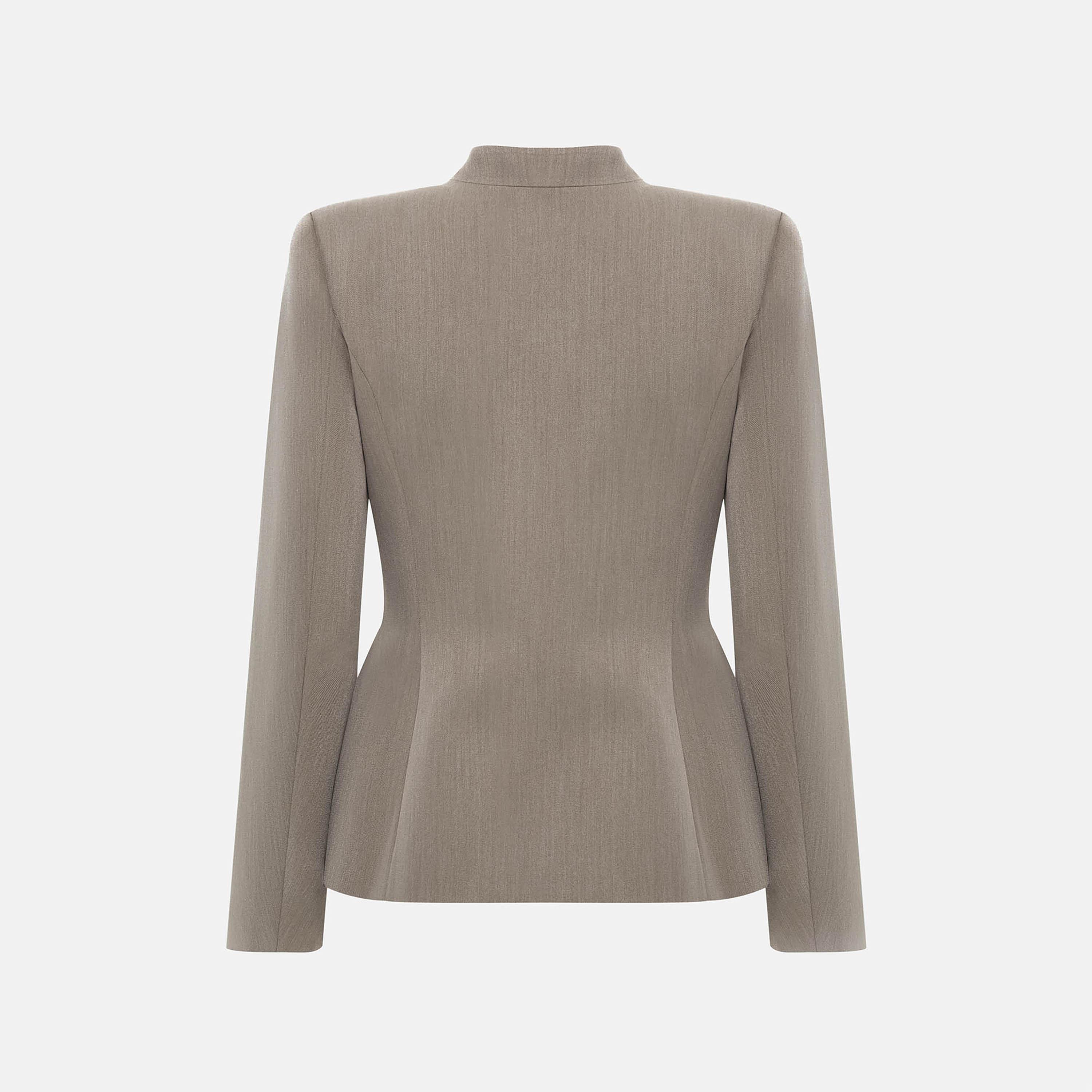جاكيت بيبلوم حريمي بياقة ماندرين من ليتشي-women-winterwear-coatsandjackets-jackets-image-6