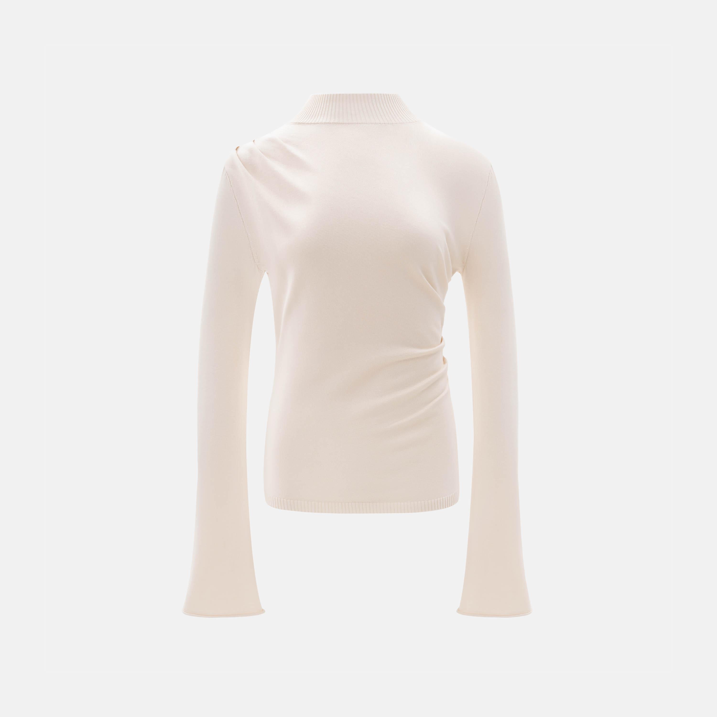 بلوفر حريمي بياقة مرتفعة بلون الكريمه من ليتشي-women-winterwear-cardigansandjumpers-jumpers-image-5