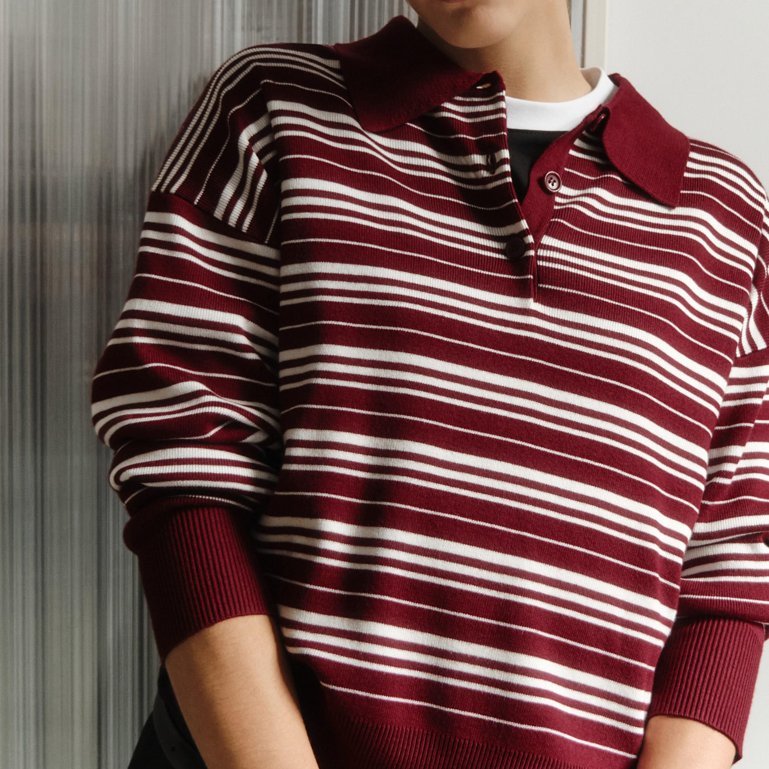 سويتر حريمي مخطط بياقة وأكمام ساقطة من ليتشي-women-winterwear-cardigansandjumpers-jumpers-image-4