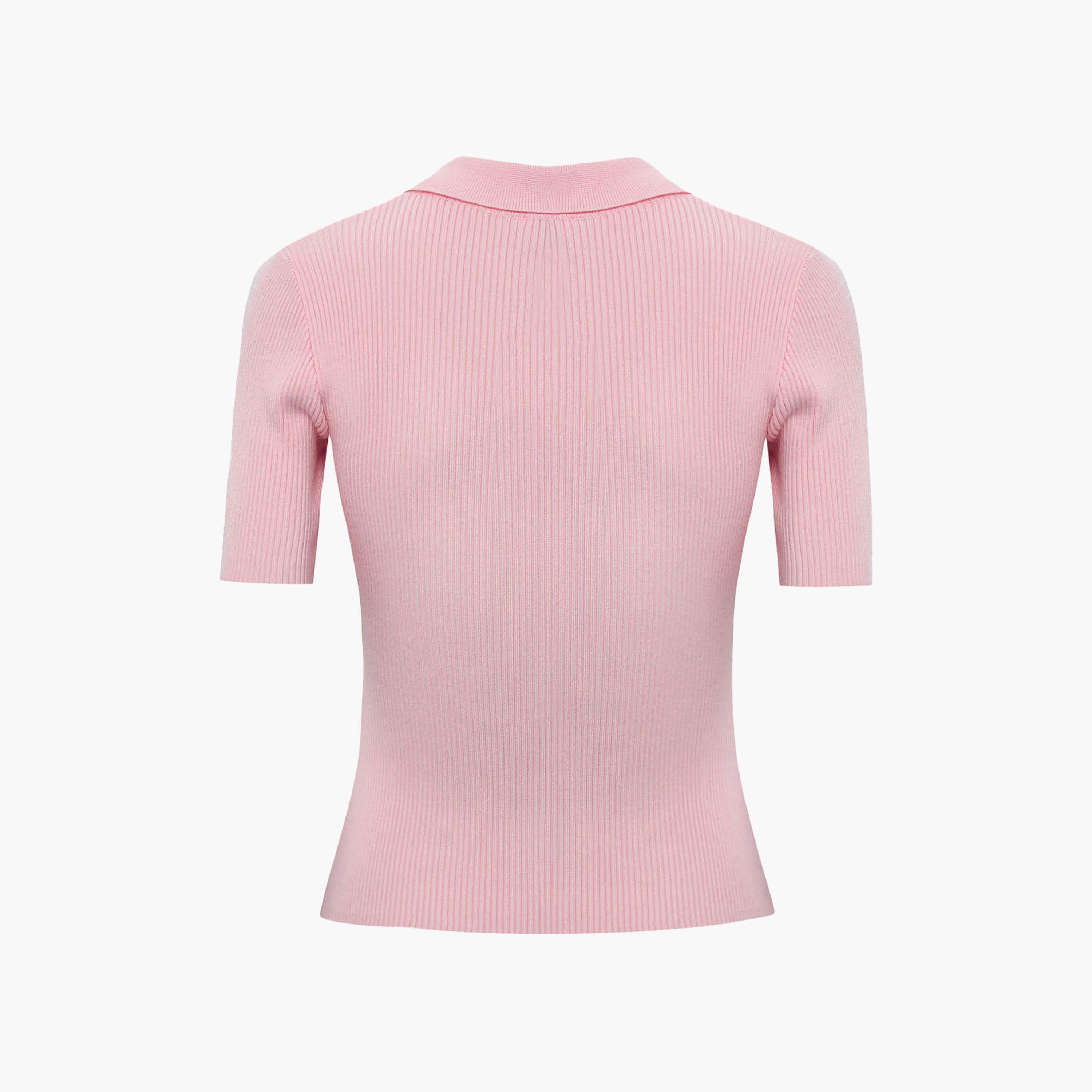 بلوزة بولو جيرسي مضلعة بياقة للنساء من ليتشي-women-clothing-shirtsandblouses-blouses-image-6