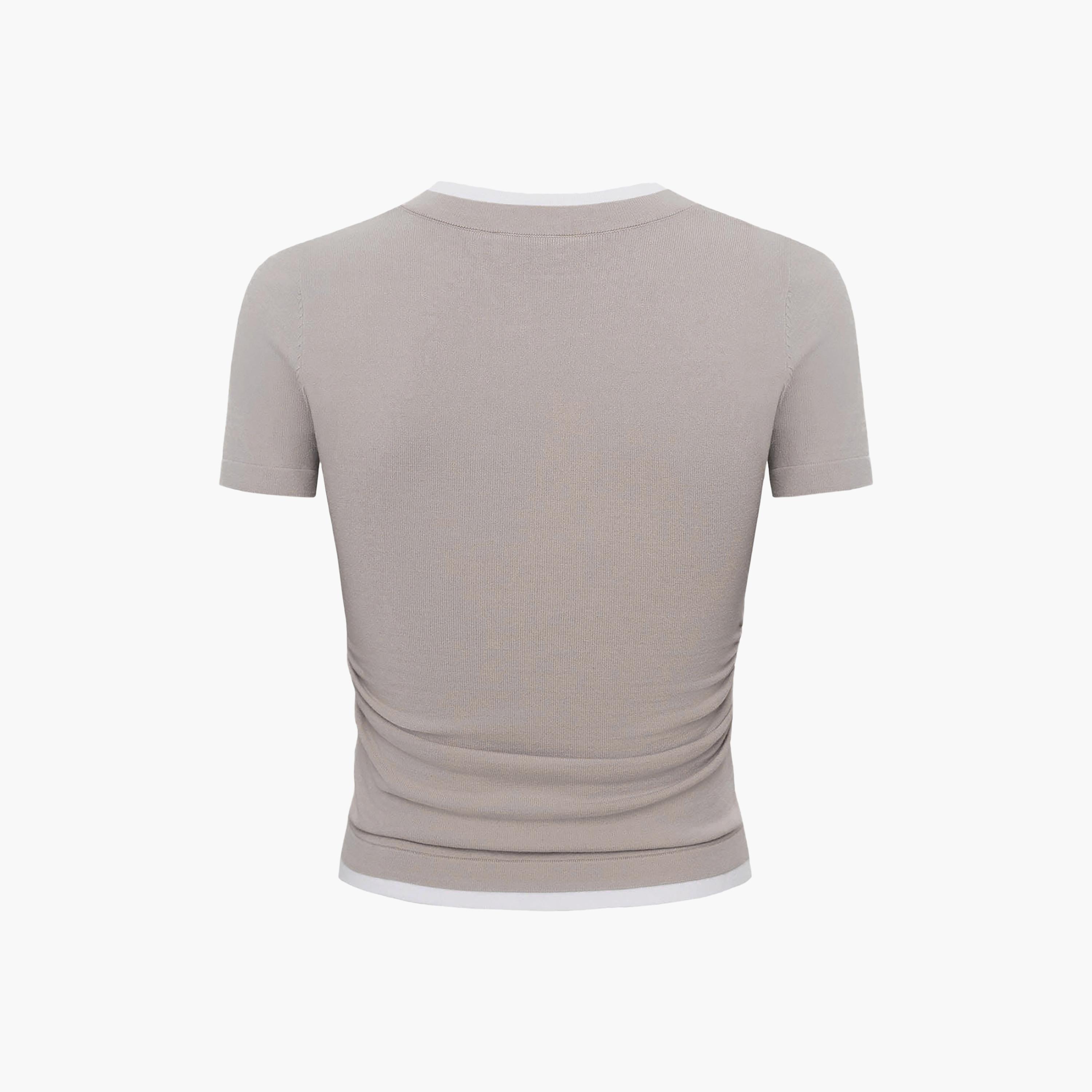 Lichi Grey Jersey Henley Neck Women's Top-women-clothing-shirtsandblouses-blouses-image-6