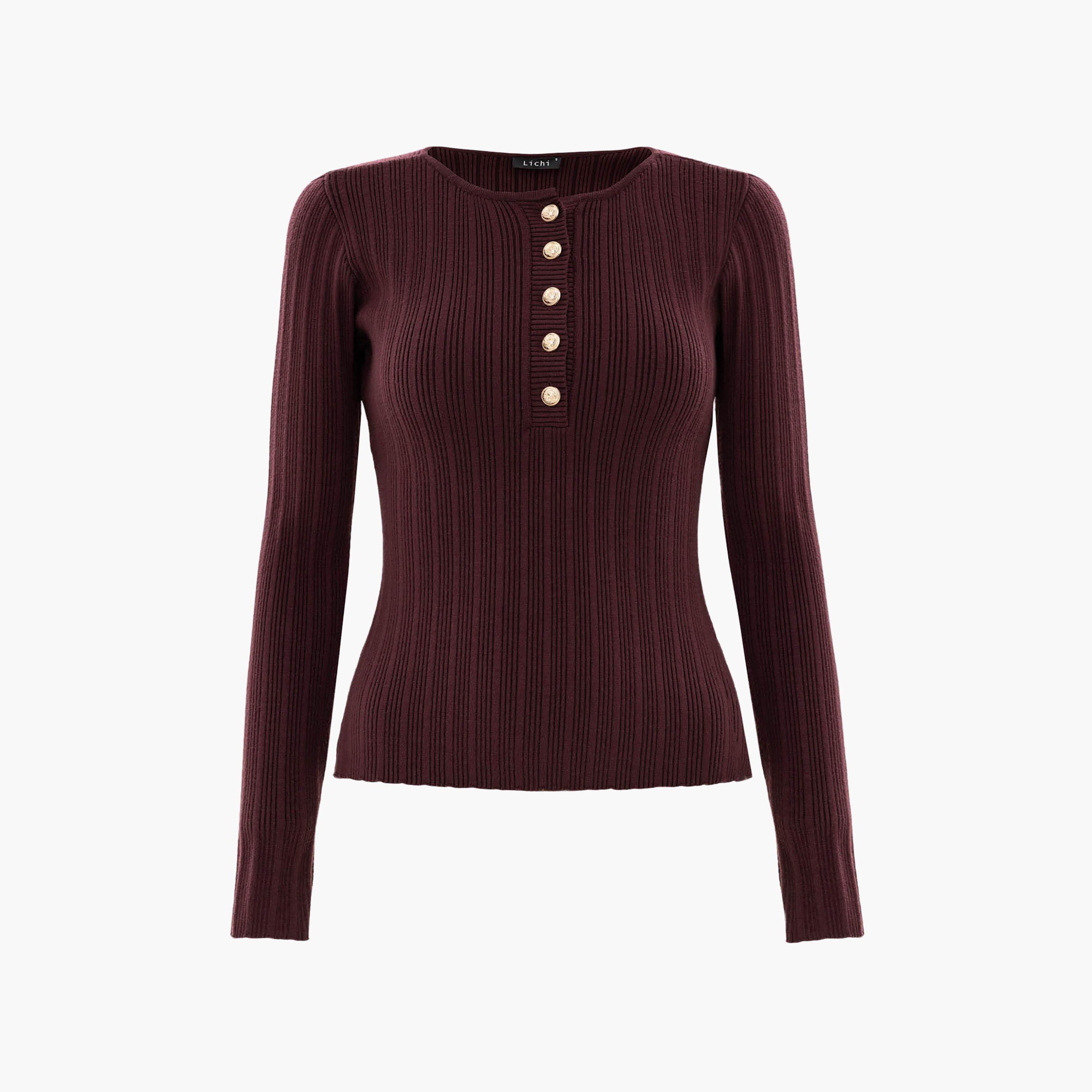 Lichi Purple Ribbed Jersey Women's Knit Top-women-clothing-shirtsandblouses-blouses-image-5