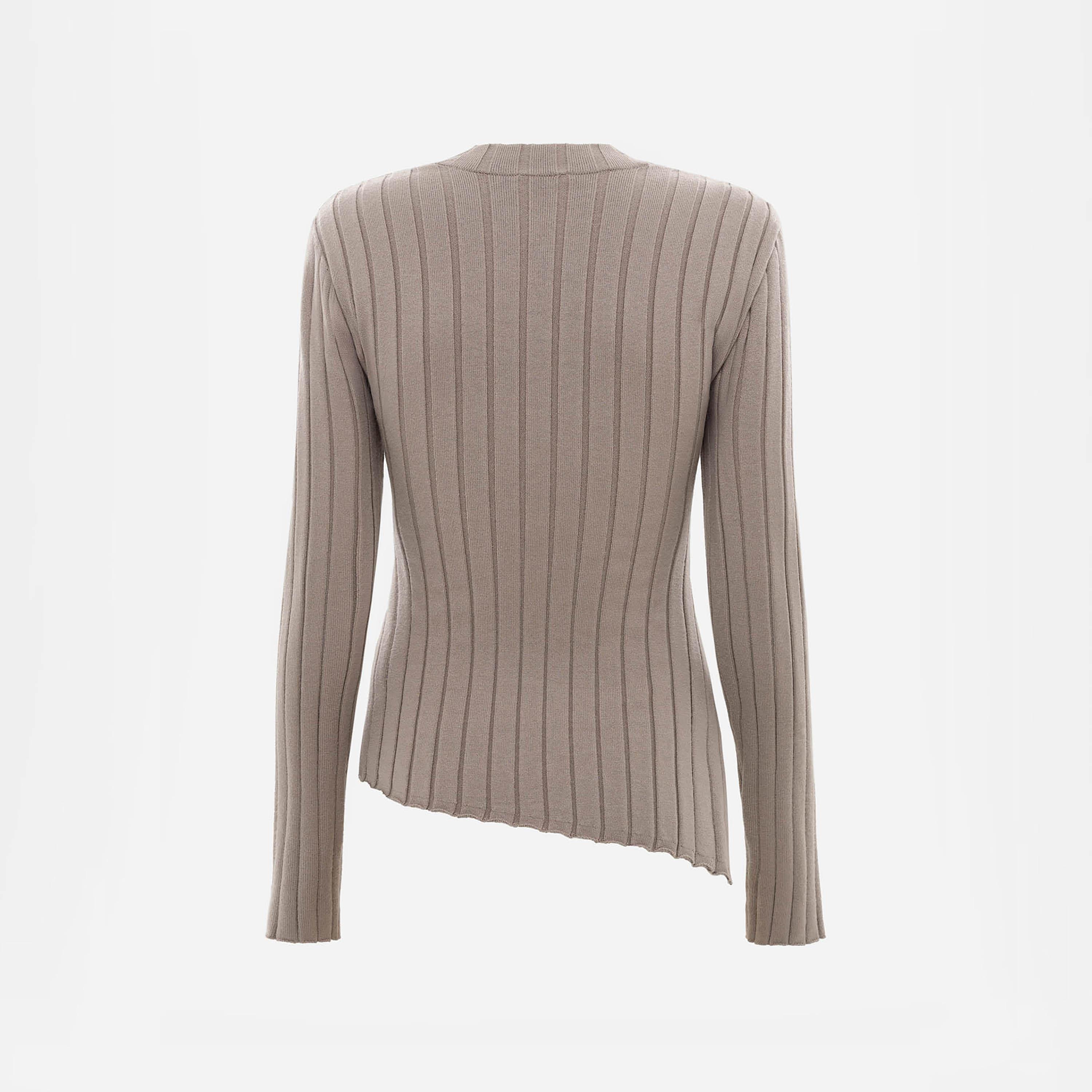سويتر حريمي بتريكو مضلع وفتحة رقبة ملتفة من ليتشي-women-winterwear-cardigansandjumpers-jumpers-image-6