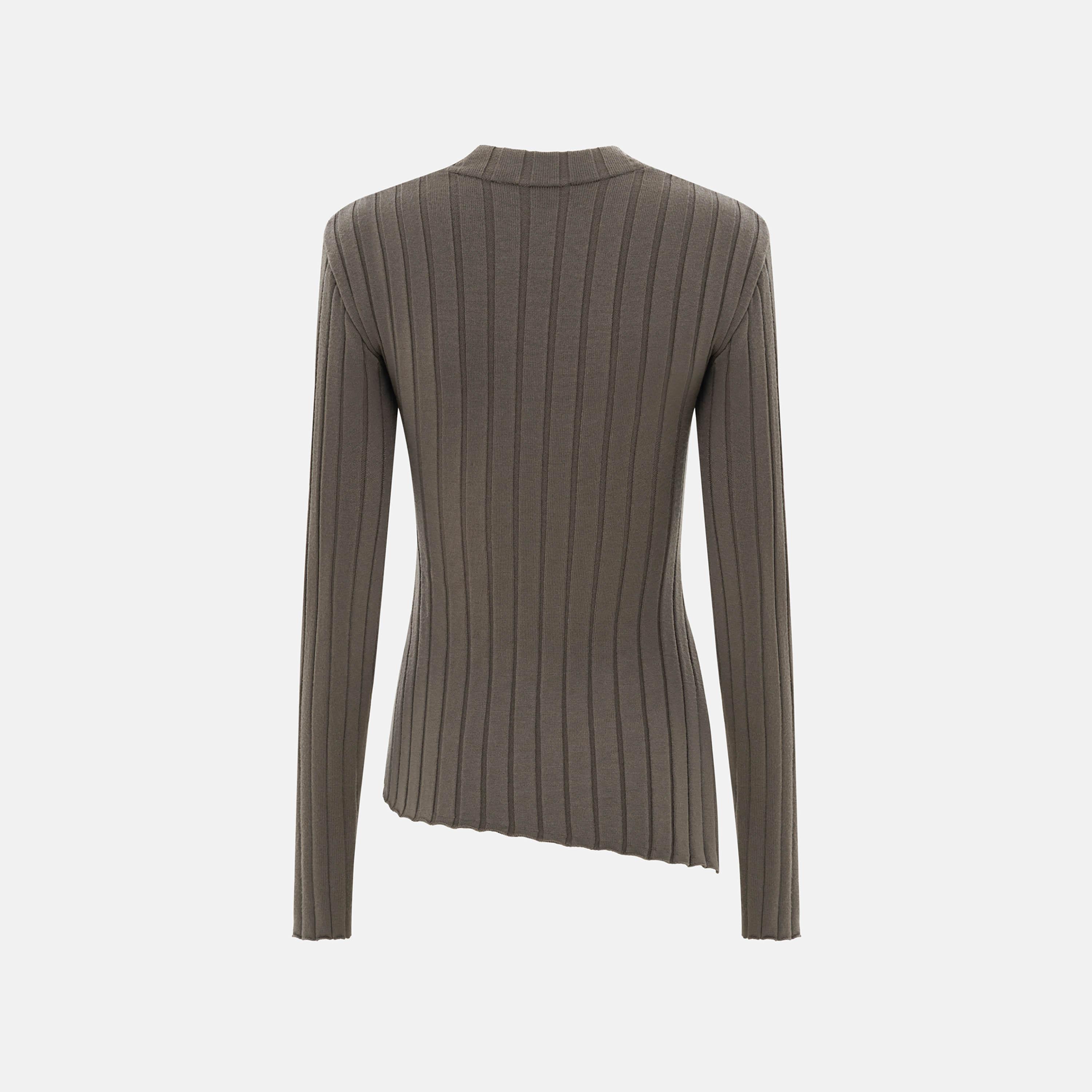 سويتر حريمي بتريكو مضلع وفتحة رقبة ملتفة من ليتشي-women-winterwear-cardigansandjumpers-jumpers-image-6