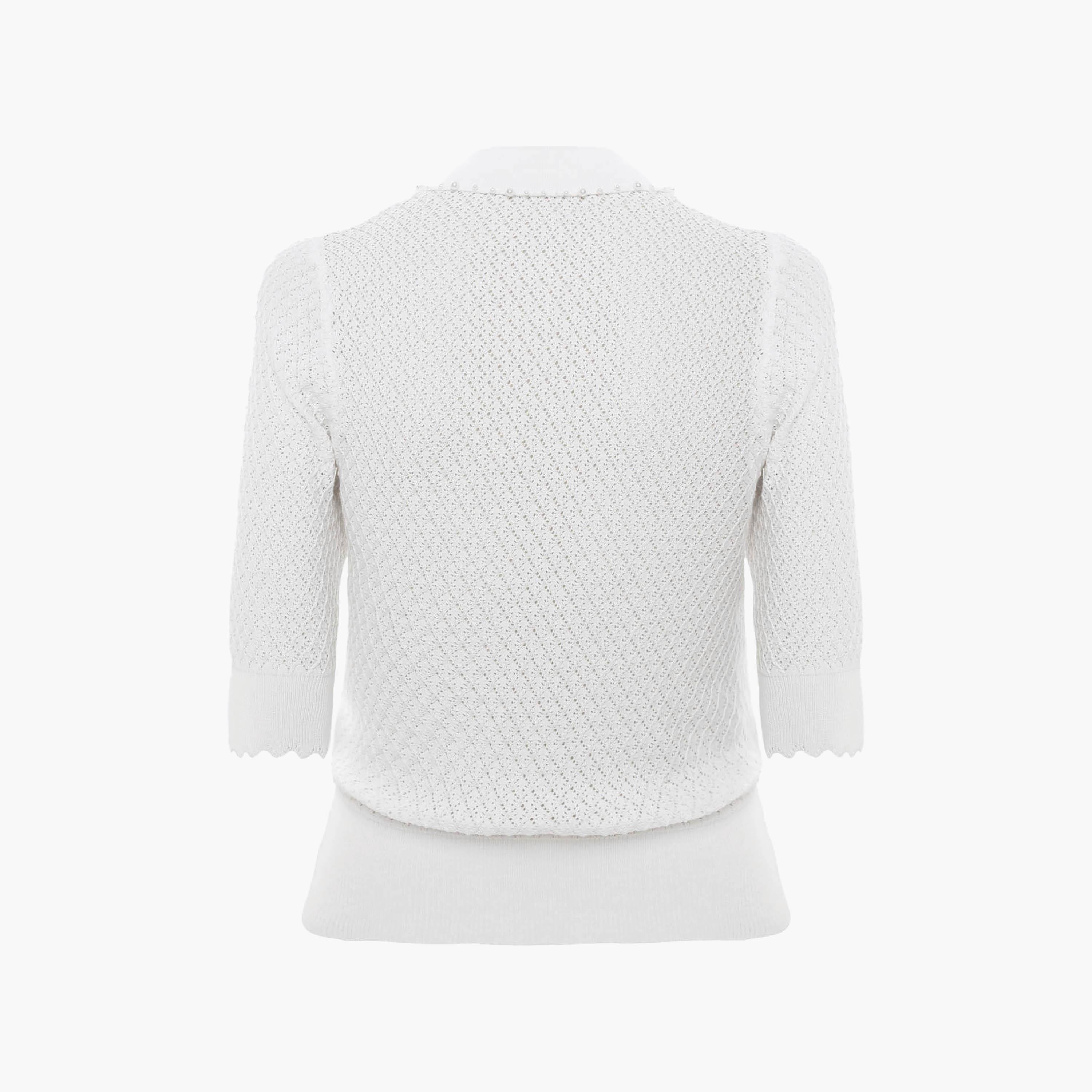 Lichi White Openwork Collared Women's Polo Top-women-clothing-shirtsandblouses-blouses-image-6
