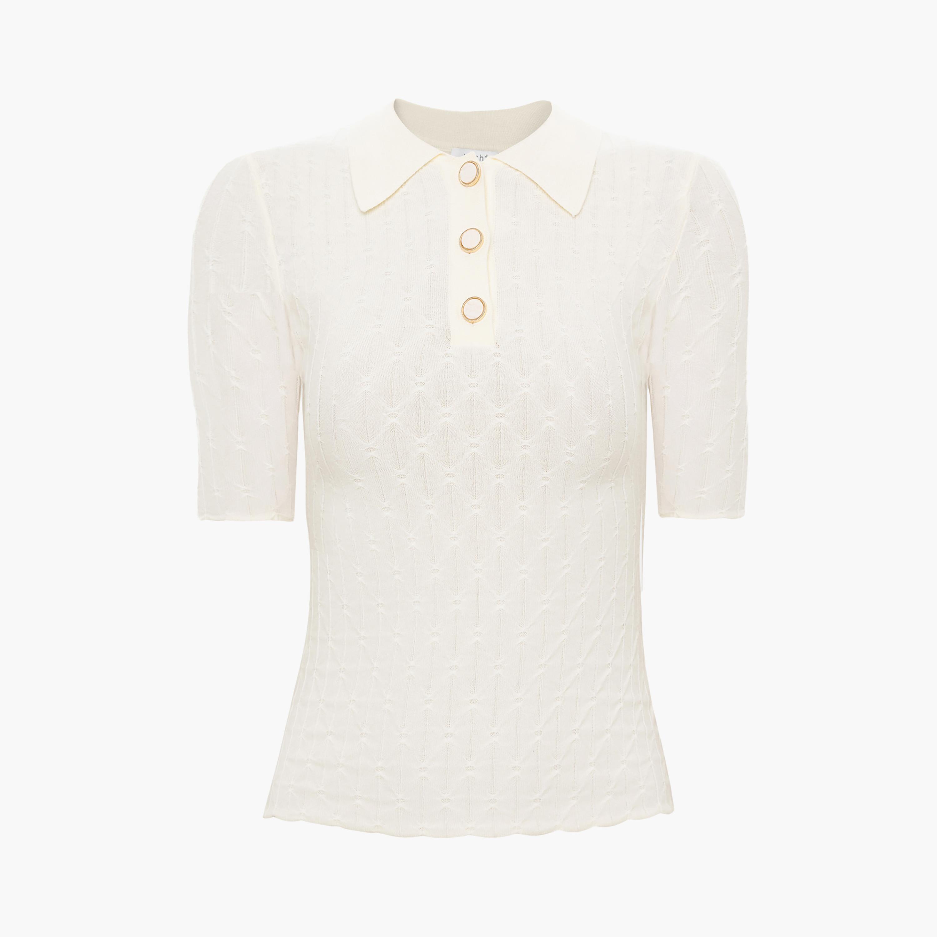 بلوزة بولو بحياكة مميزة (دايموند) وبياقة للنساء من ليتشي-women-clothing-shirtsandblouses-blouses-image-5
