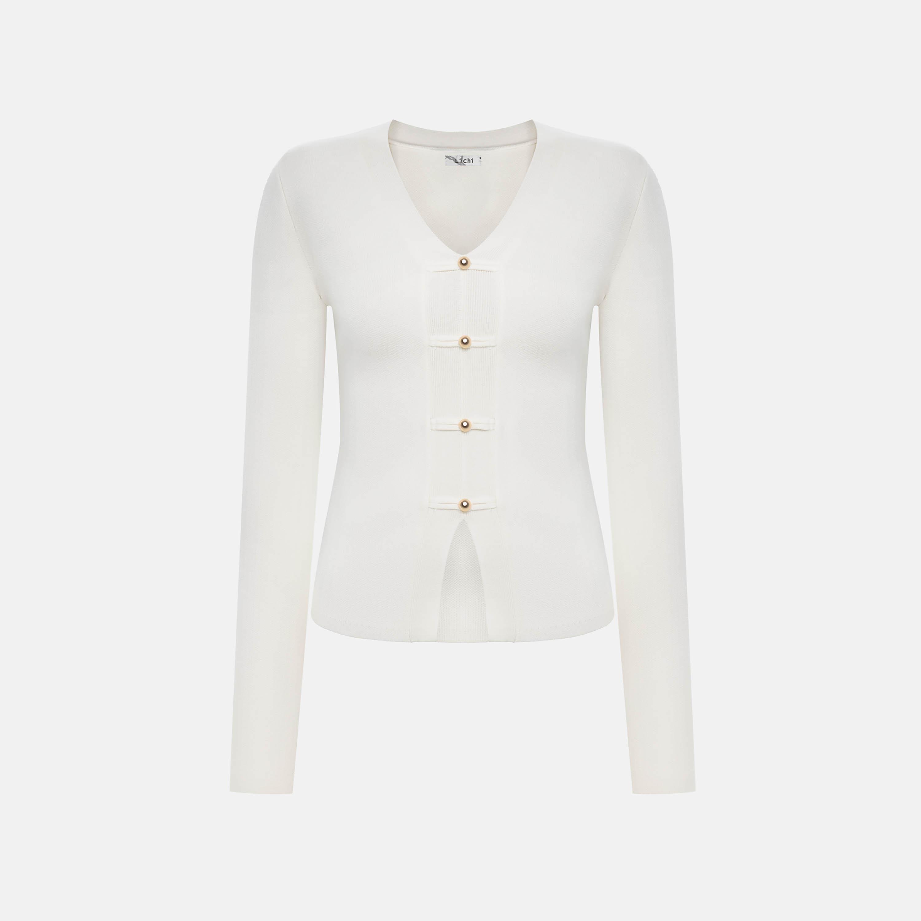 كارديجان حريمي بلون الكريمه من ليتشي-women-winterwear-cardigansandjumpers-cardigans-image-5