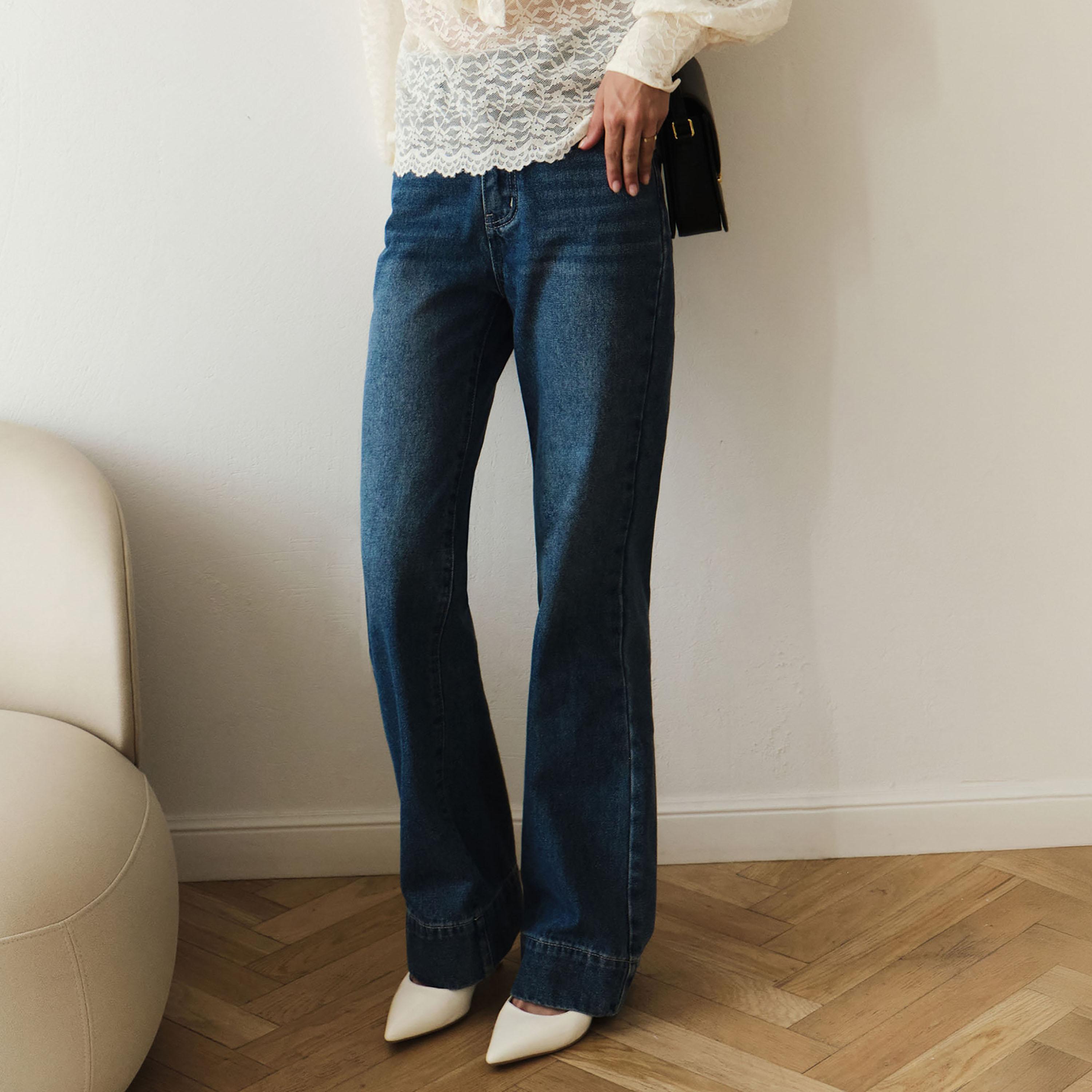 بنطال جينز نسائي بقصة مستقيمة بغسيل خفيف باللون الأزرق من ليتشي-women-clothing-bottoms-jeans-image-4