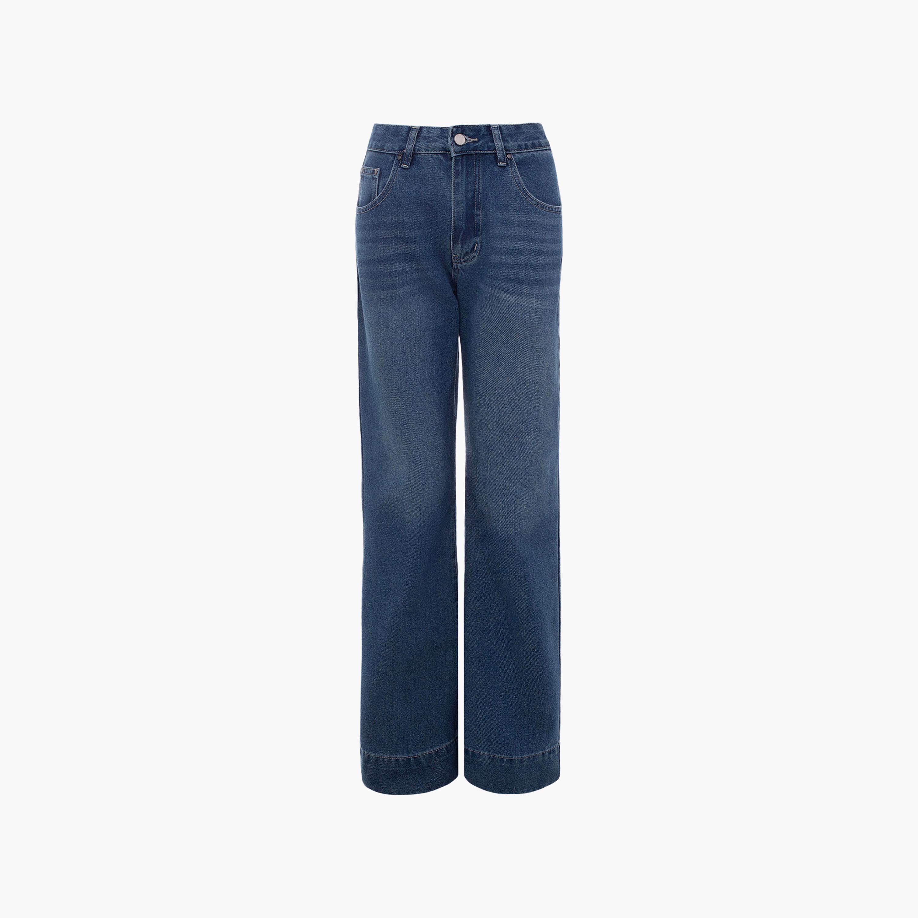 بنطال جينز نسائي بقصة مستقيمة بغسيل خفيف باللون الأزرق من ليتشي-women-clothing-bottoms-jeans-image-5