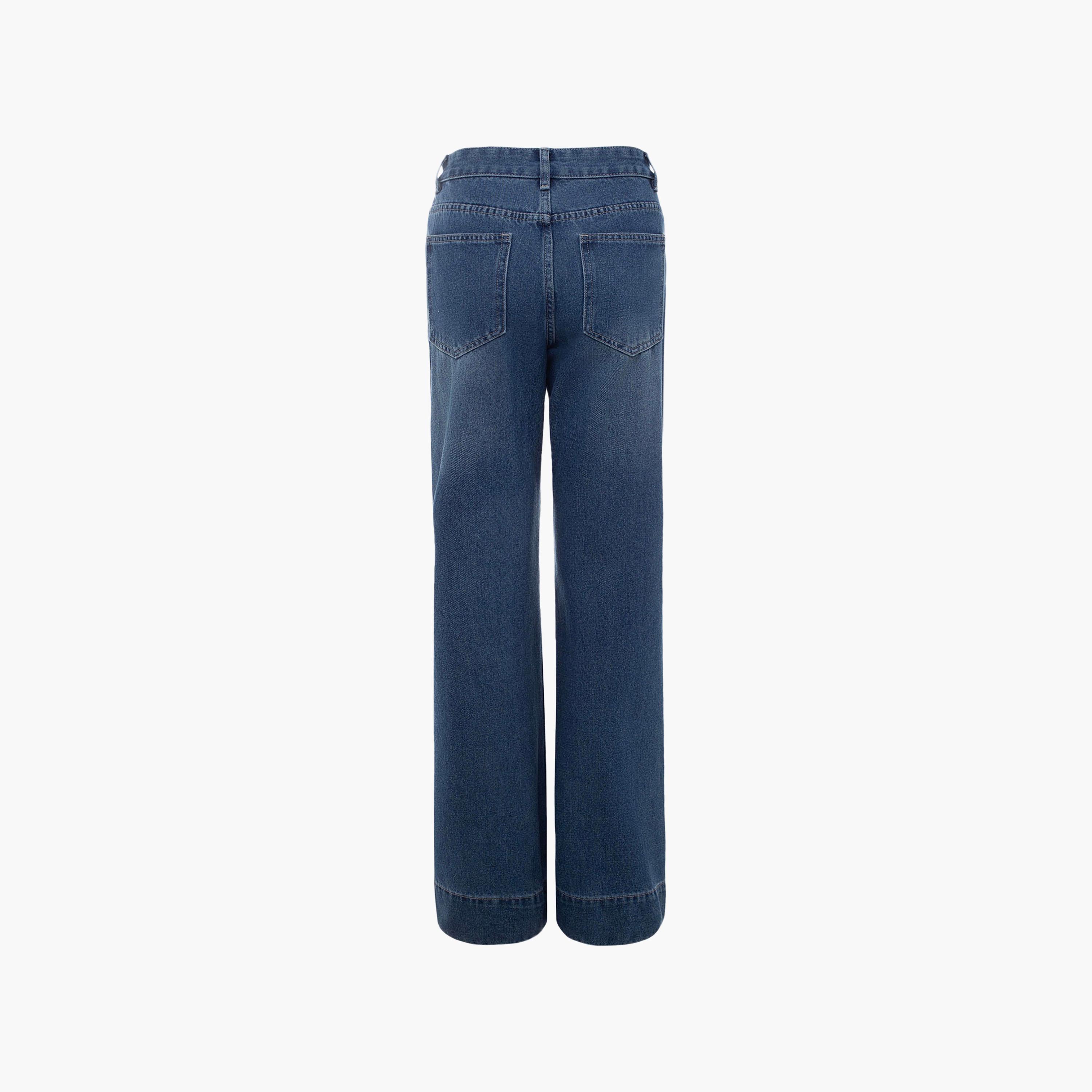 بنطال جينز نسائي بقصة مستقيمة بغسيل خفيف باللون الأزرق من ليتشي-women-clothing-bottoms-jeans-image-6