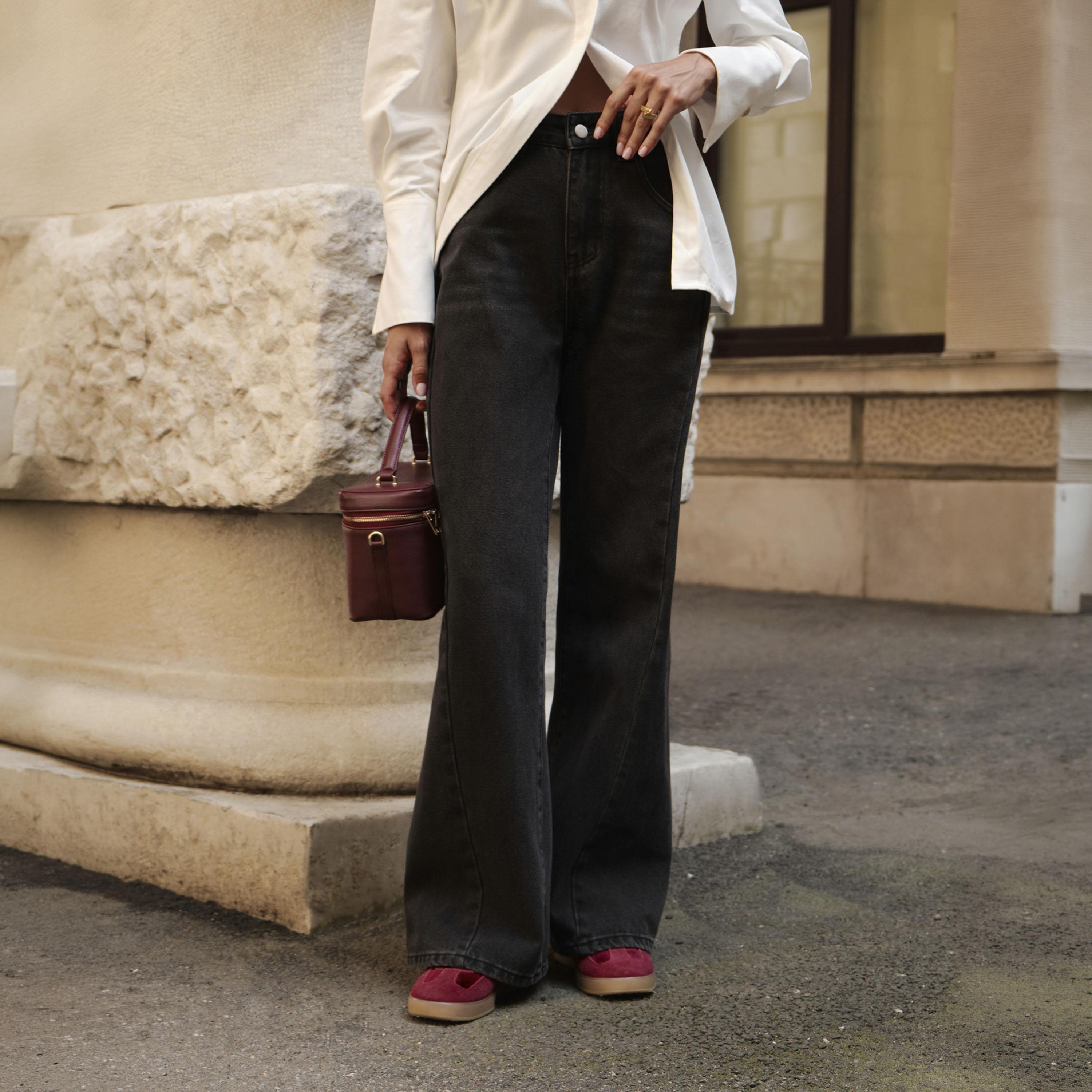 بنطلون جينز قطن ستريتش أسود للنساء من ليتشي-women-clothing-bottoms-jeans-image-1