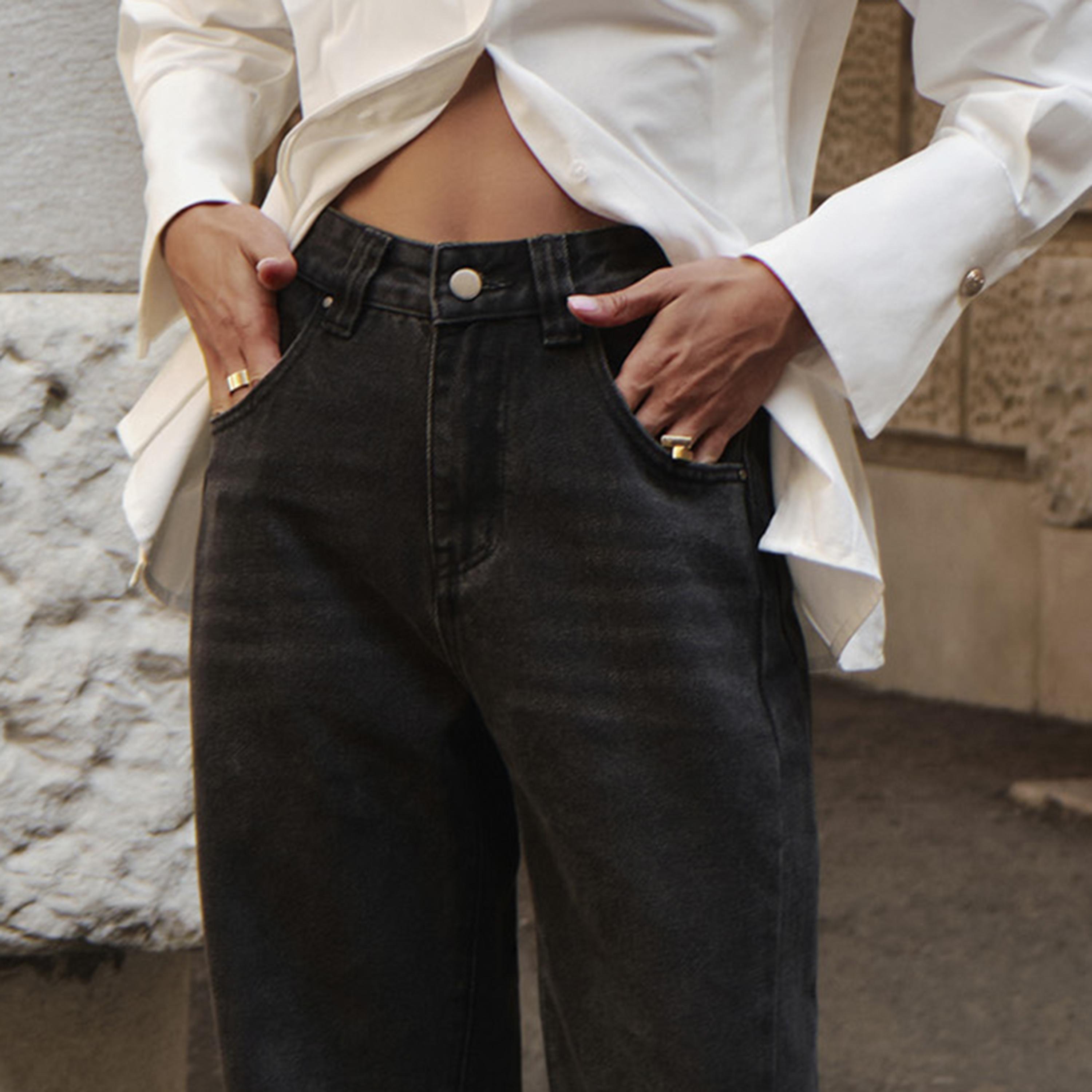 بنطلون جينز قطن ستريتش أسود للنساء من ليتشي-women-clothing-bottoms-jeans-image-4