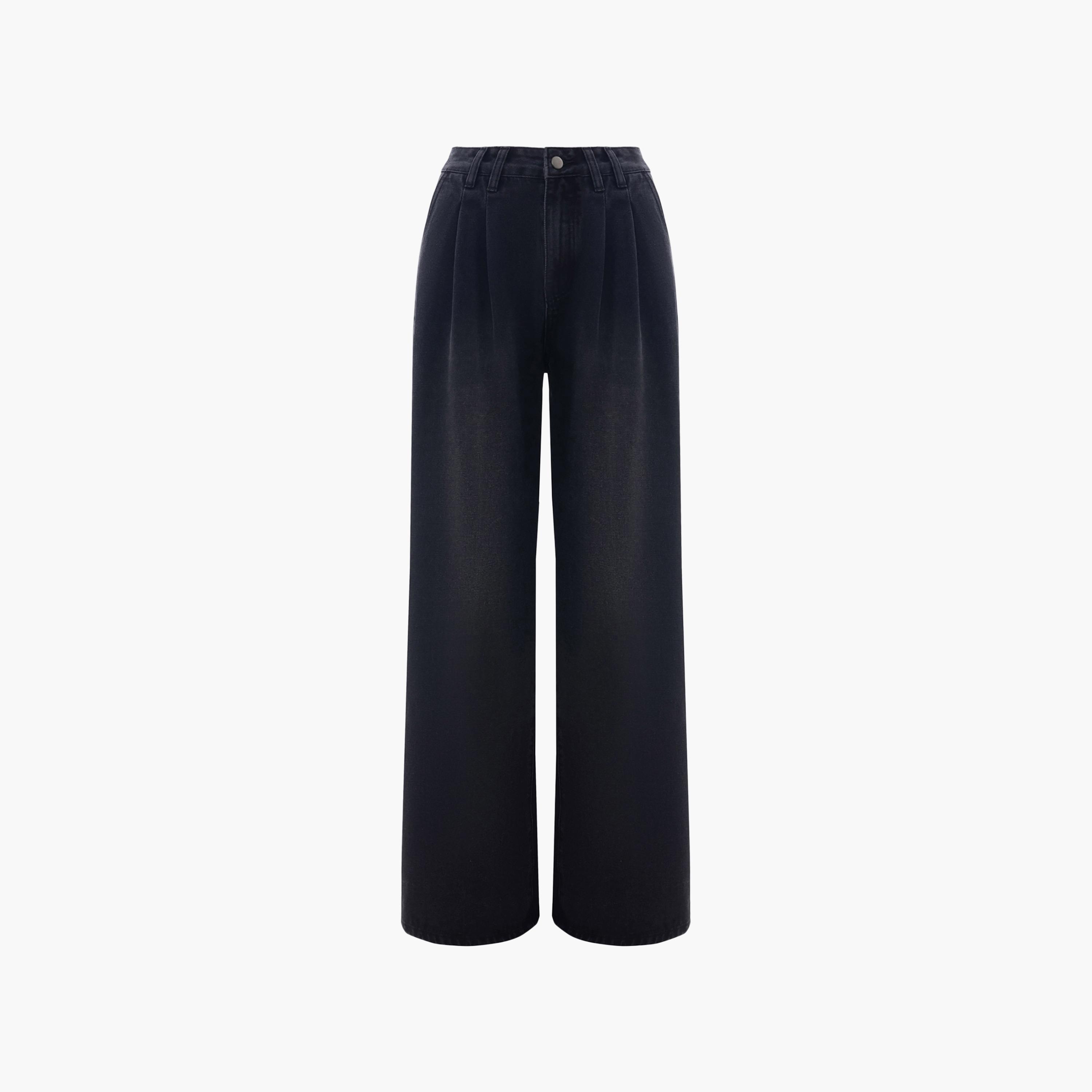 بنطال جينز نسائي بقصة أرجل واسعة باللون الأسود من ليتشي-women-clothing-bottoms-jeans-image-4
