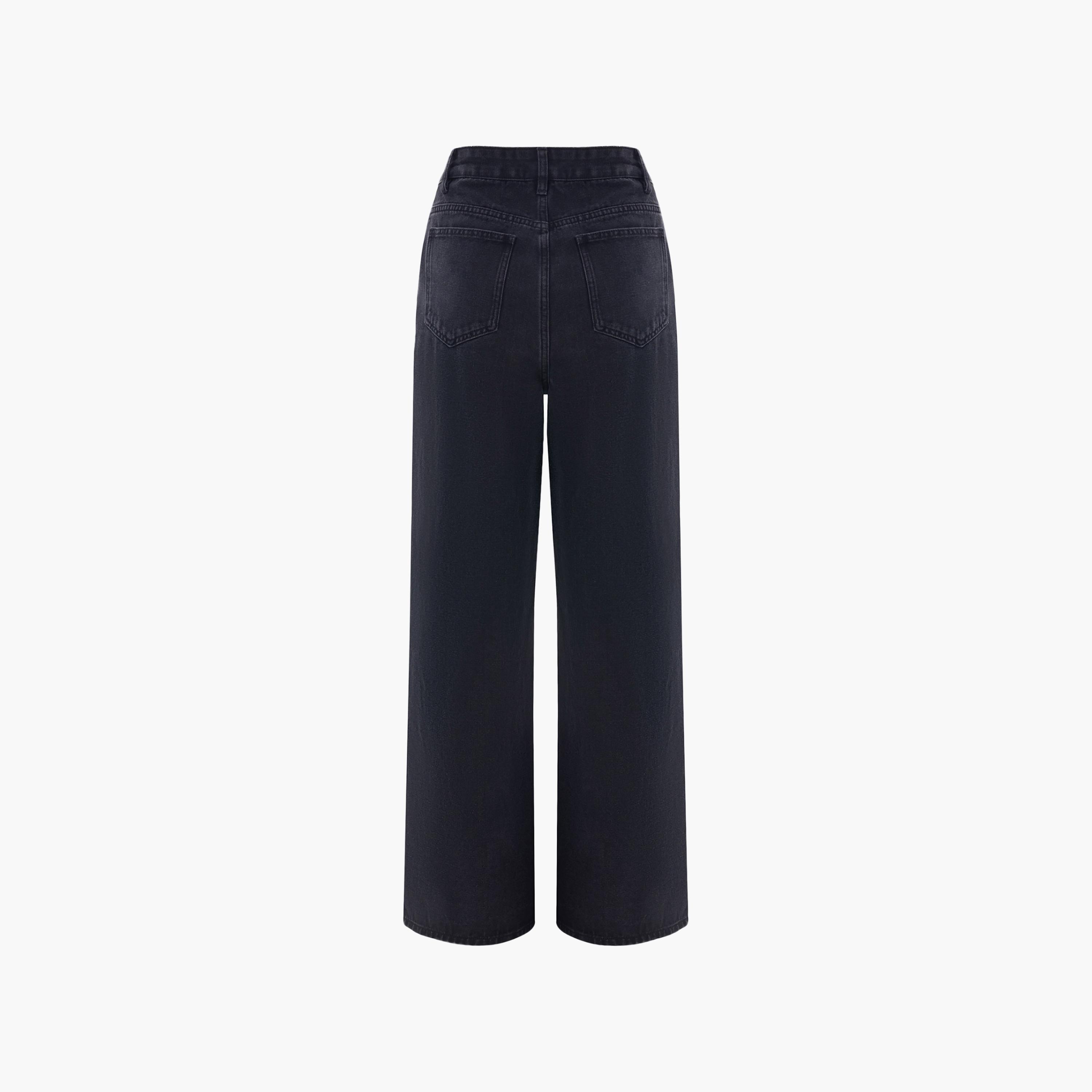 بنطال جينز نسائي بقصة أرجل واسعة باللون الأسود من ليتشي-women-clothing-bottoms-jeans-image-5