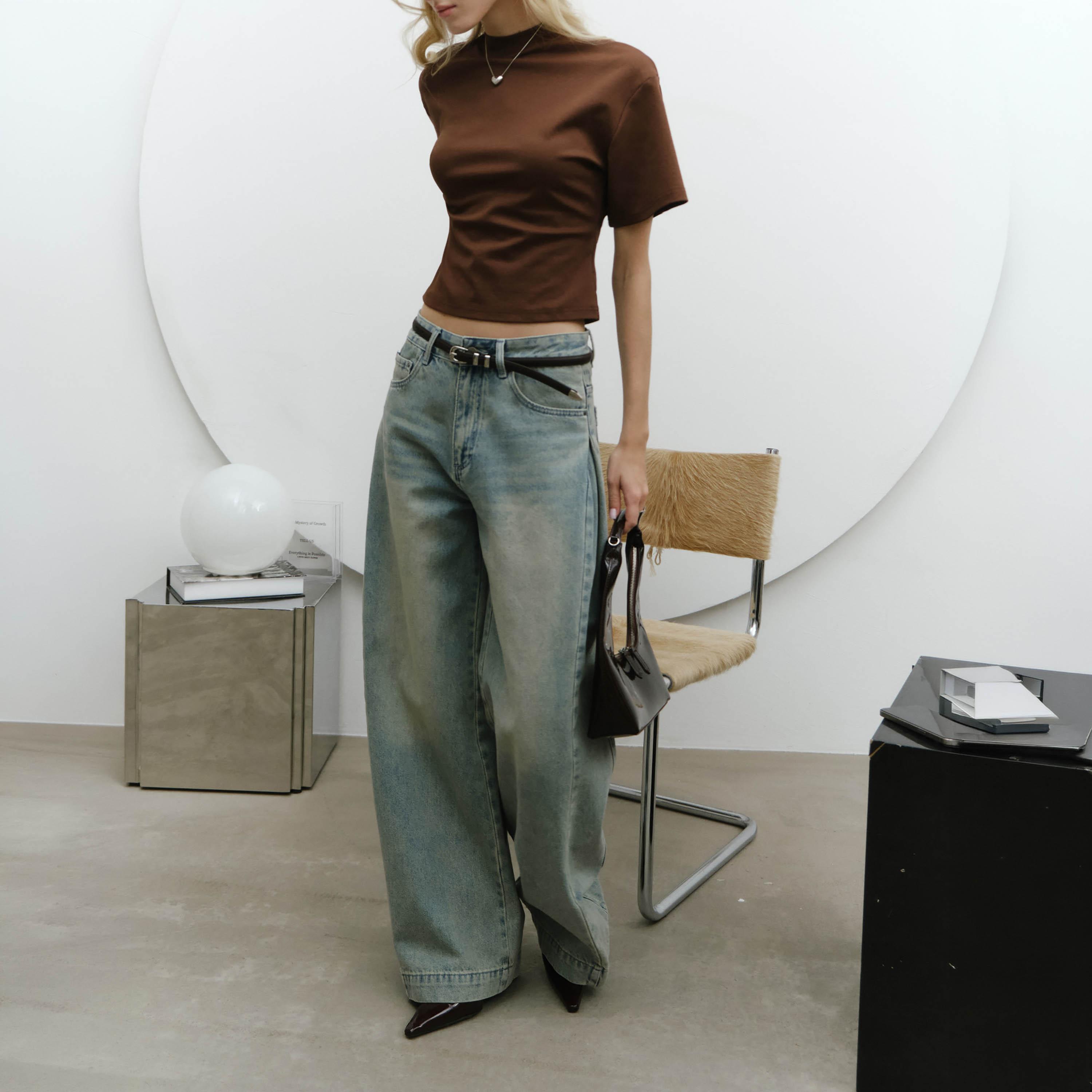 بنطال جينز نسائي بقصة أرجل واسعة بغسيل خفيف باللون الأزرق من ليتشي-women-clothing-bottoms-jeans-image-2