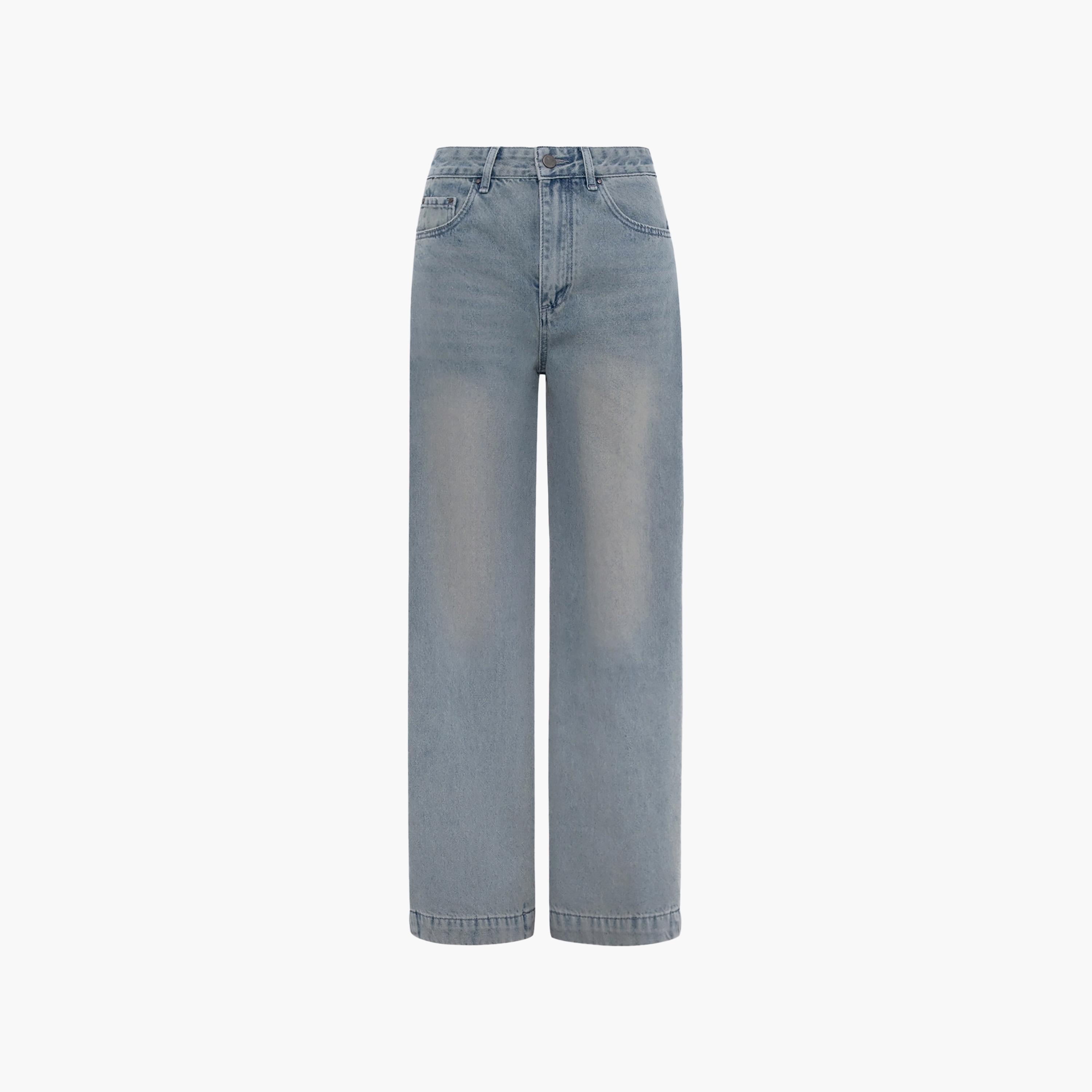 بنطال جينز نسائي بقصة أرجل واسعة بغسيل خفيف باللون الأزرق من ليتشي-women-clothing-bottoms-jeans-image-4