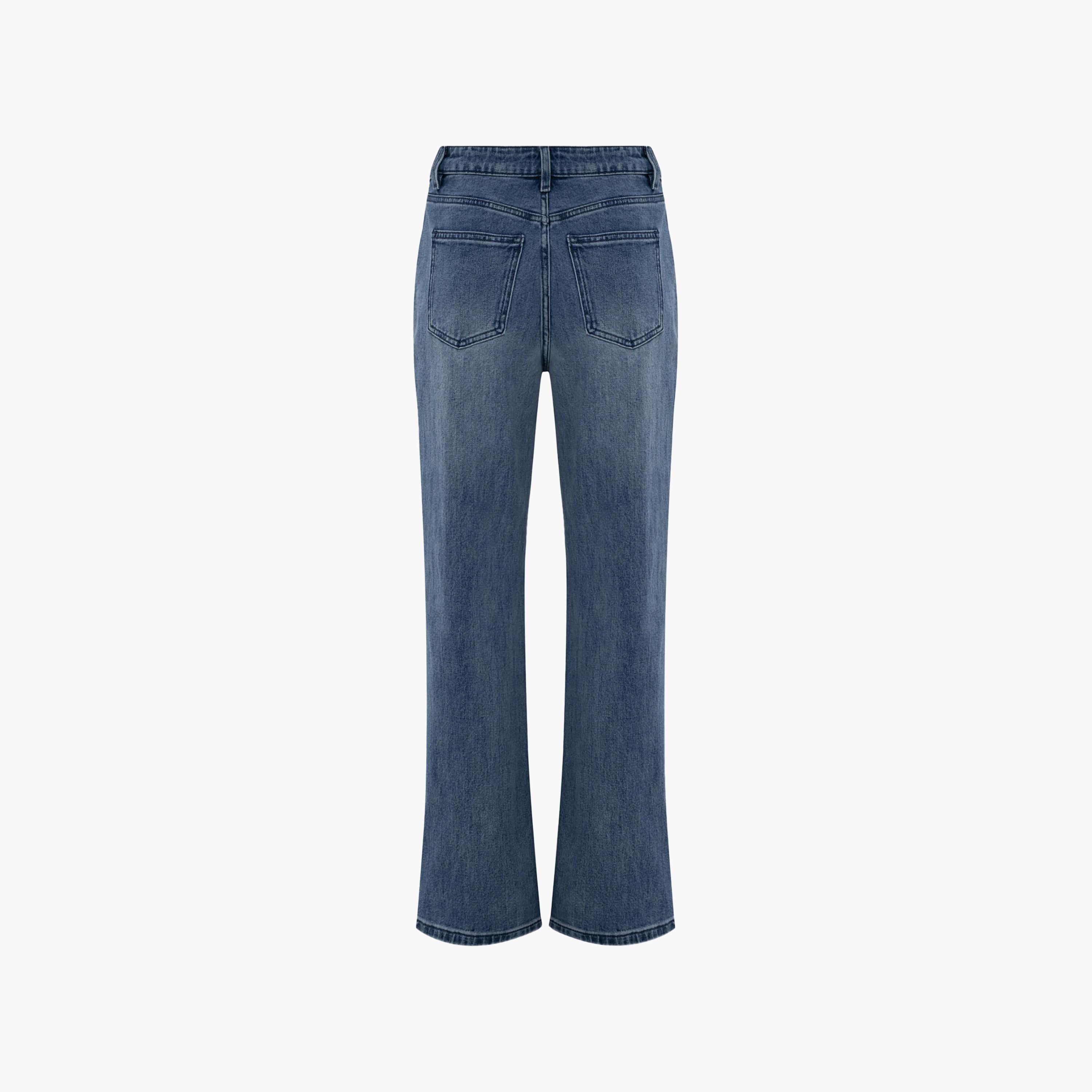 بنطال جينز نسائي بقصة مستقيمة بغسيل خفيف من ليتشي-women-clothing-bottoms-jeans-image-6