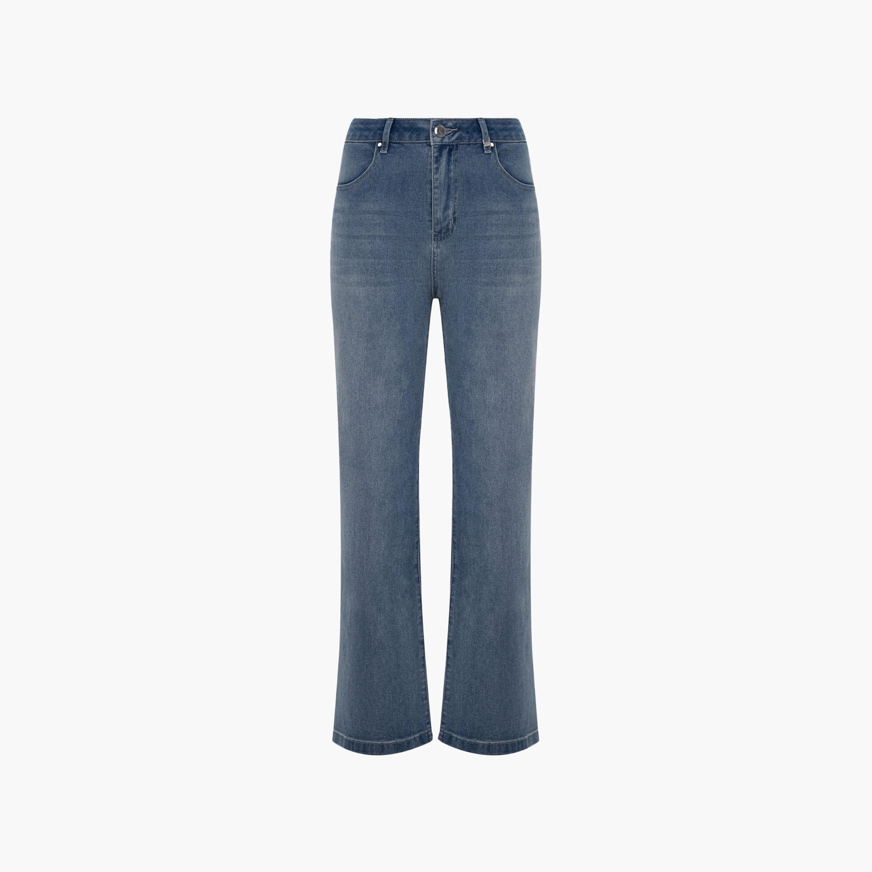 بنطال جينز نسائي بقصة مستقيمة بغسيل خفيف من ليتشي-women-clothing-bottoms-jeans-image-5