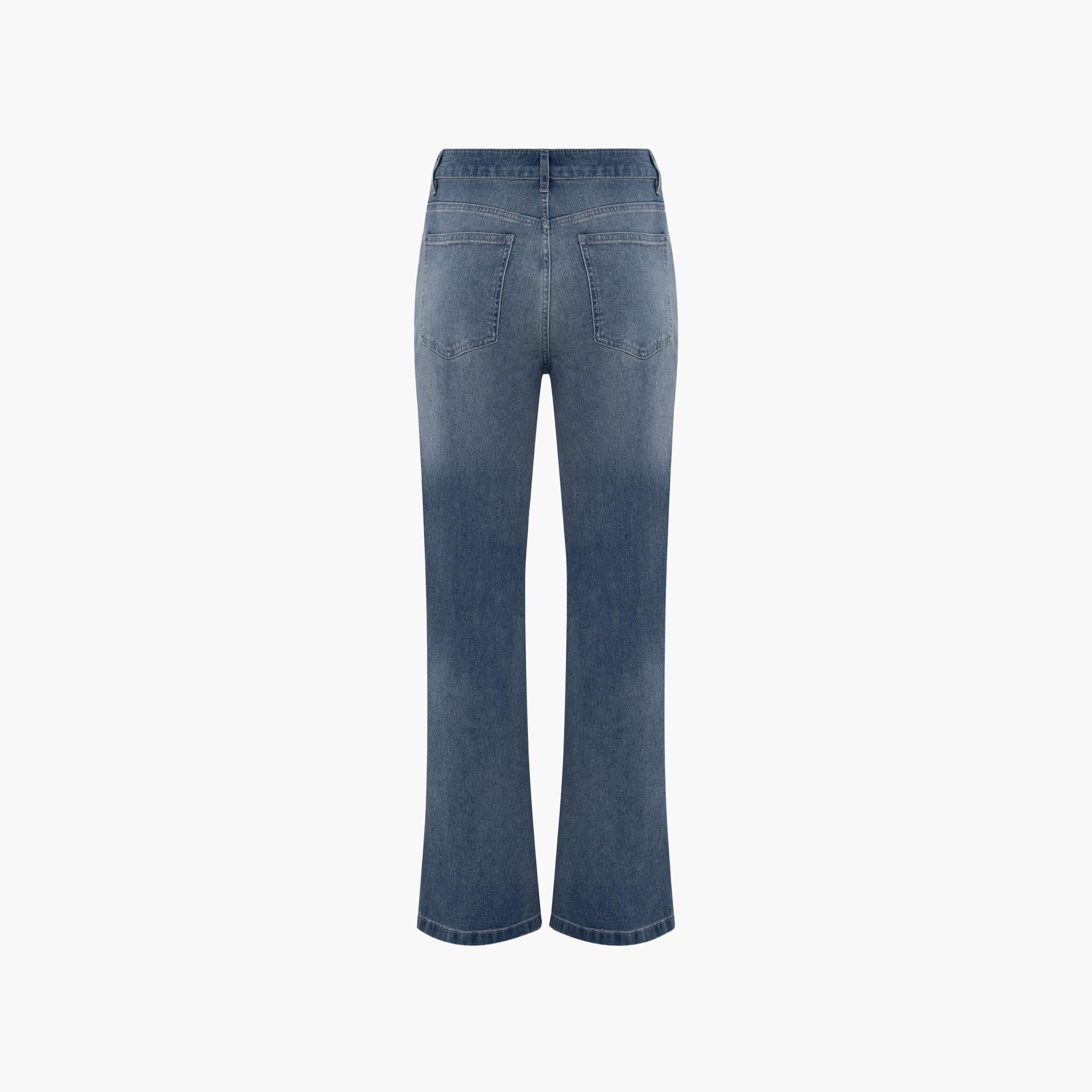 بنطال جينز نسائي بقصة مستقيمة بغسيل خفيف من ليتشي-women-clothing-bottoms-jeans-image-6