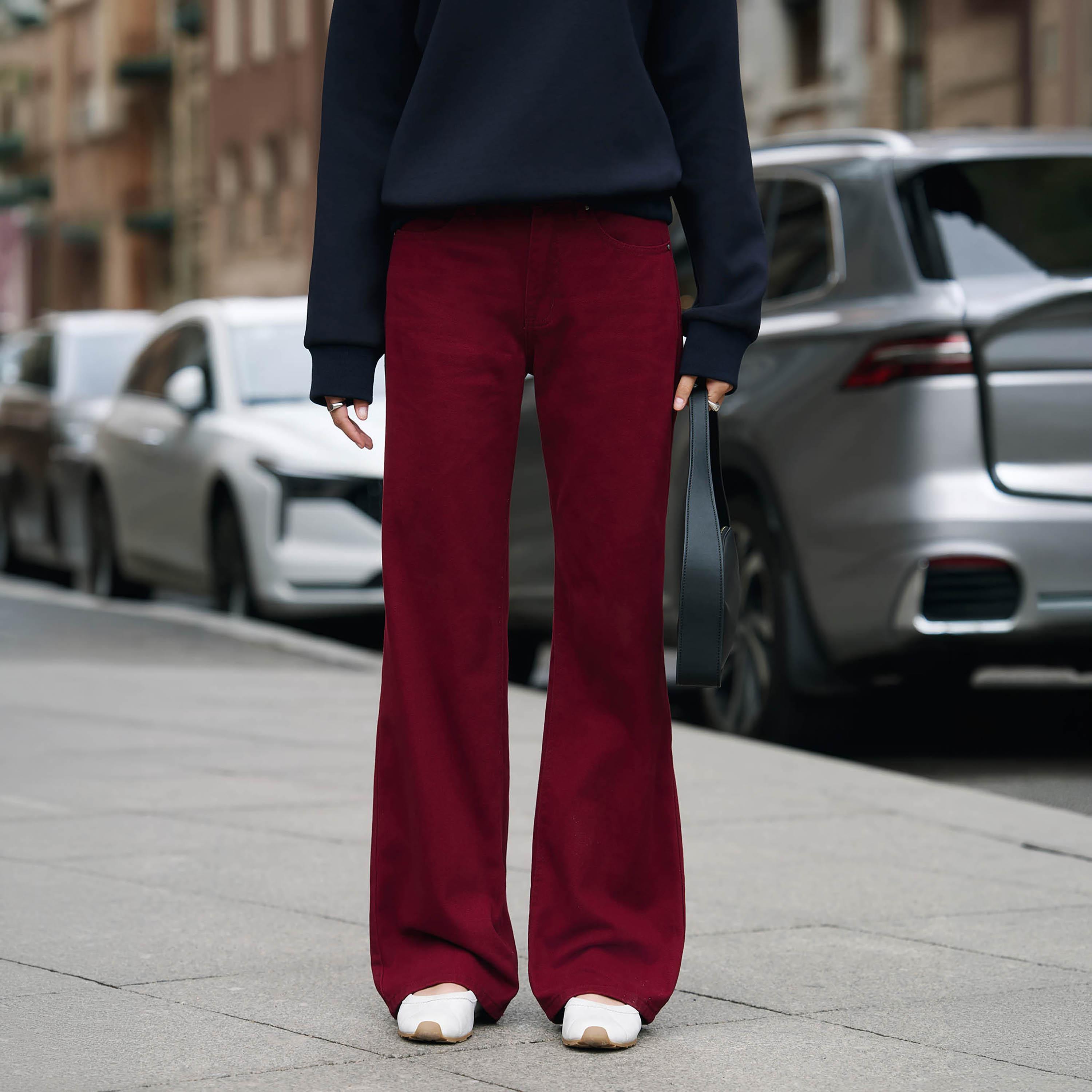 بنطال جينز قطن نسائي بقصة مستقيمة من ليتشي-women-clothing-bottoms-jeans-image-1