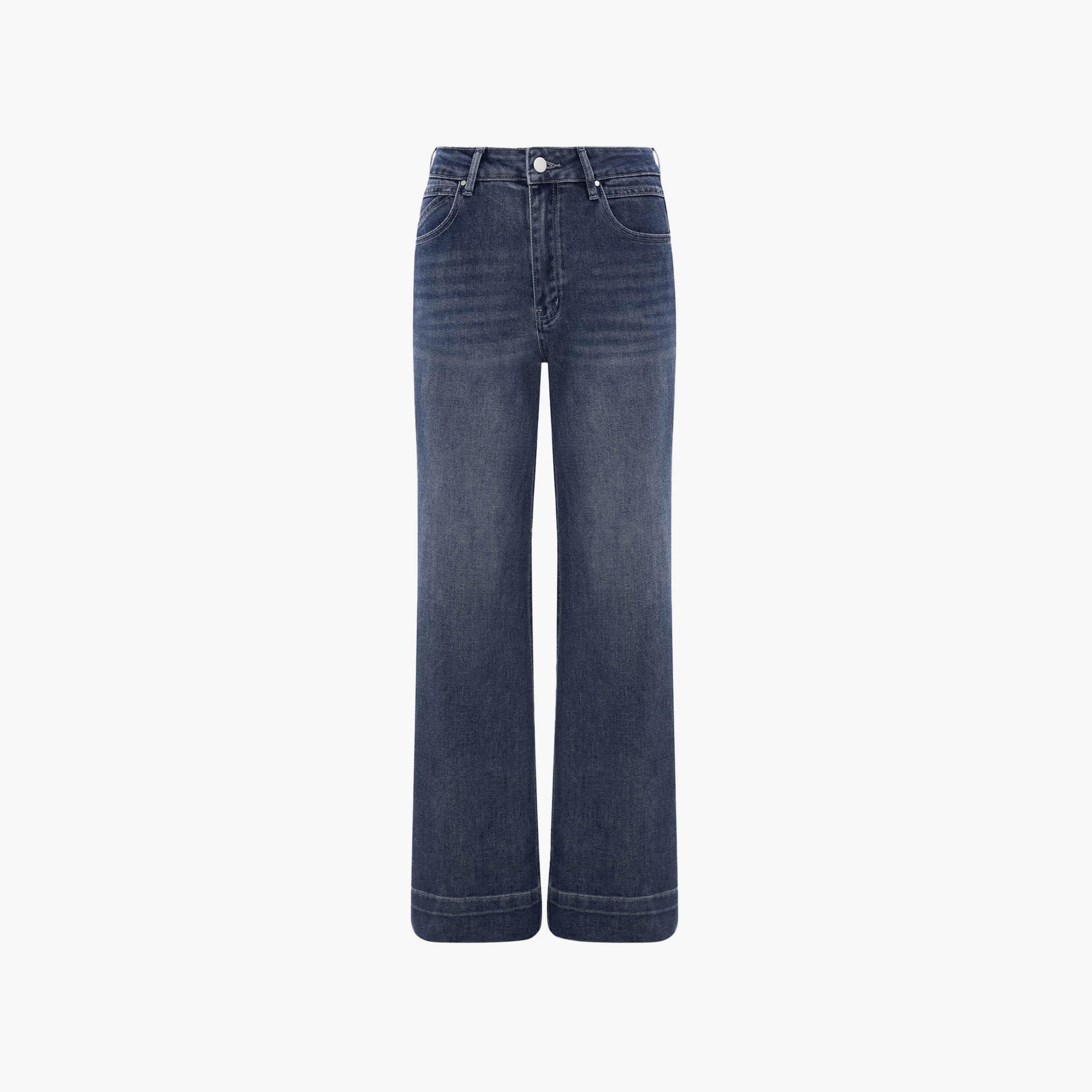 بنطال جينز نسائي بقصة بوت كات (شارلستون) بغسيل خفيف باللون الأزرق من ليتشي-women-clothing-bottoms-jeans-image-4