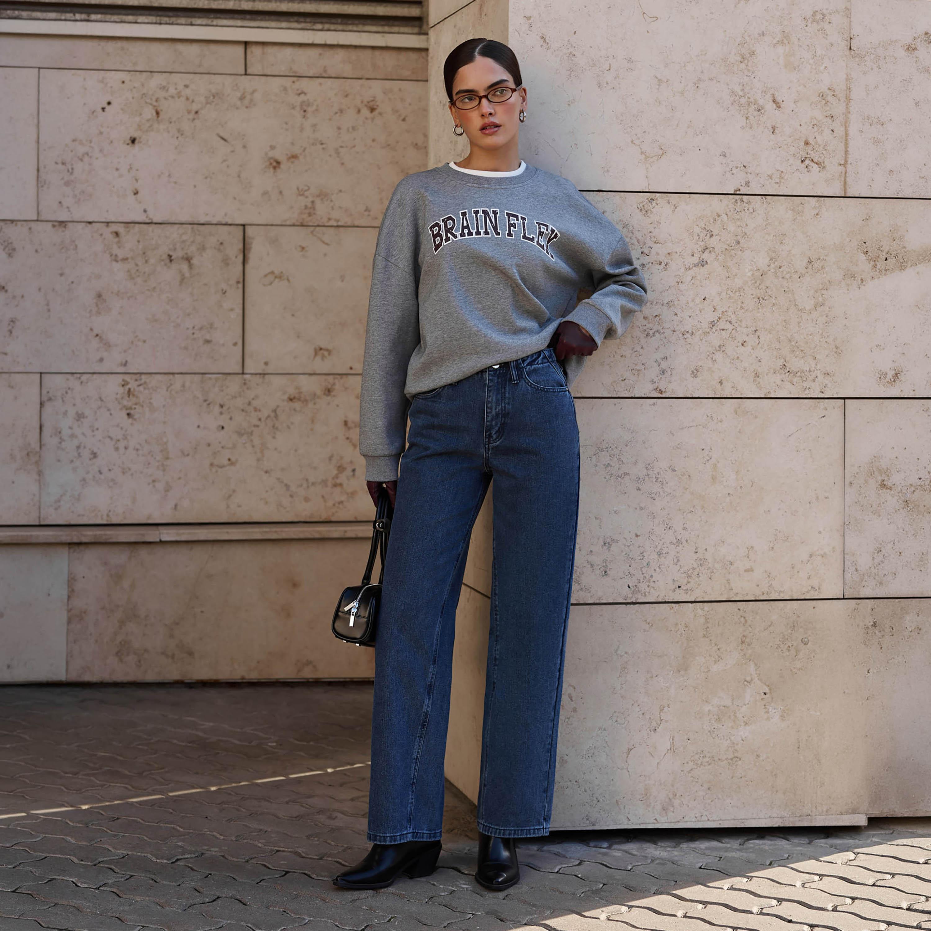 بنطال جينز نسائي بقصة مستقيمة باللون الأزرق من ليتشي-women-clothing-bottoms-jeans-image-2
