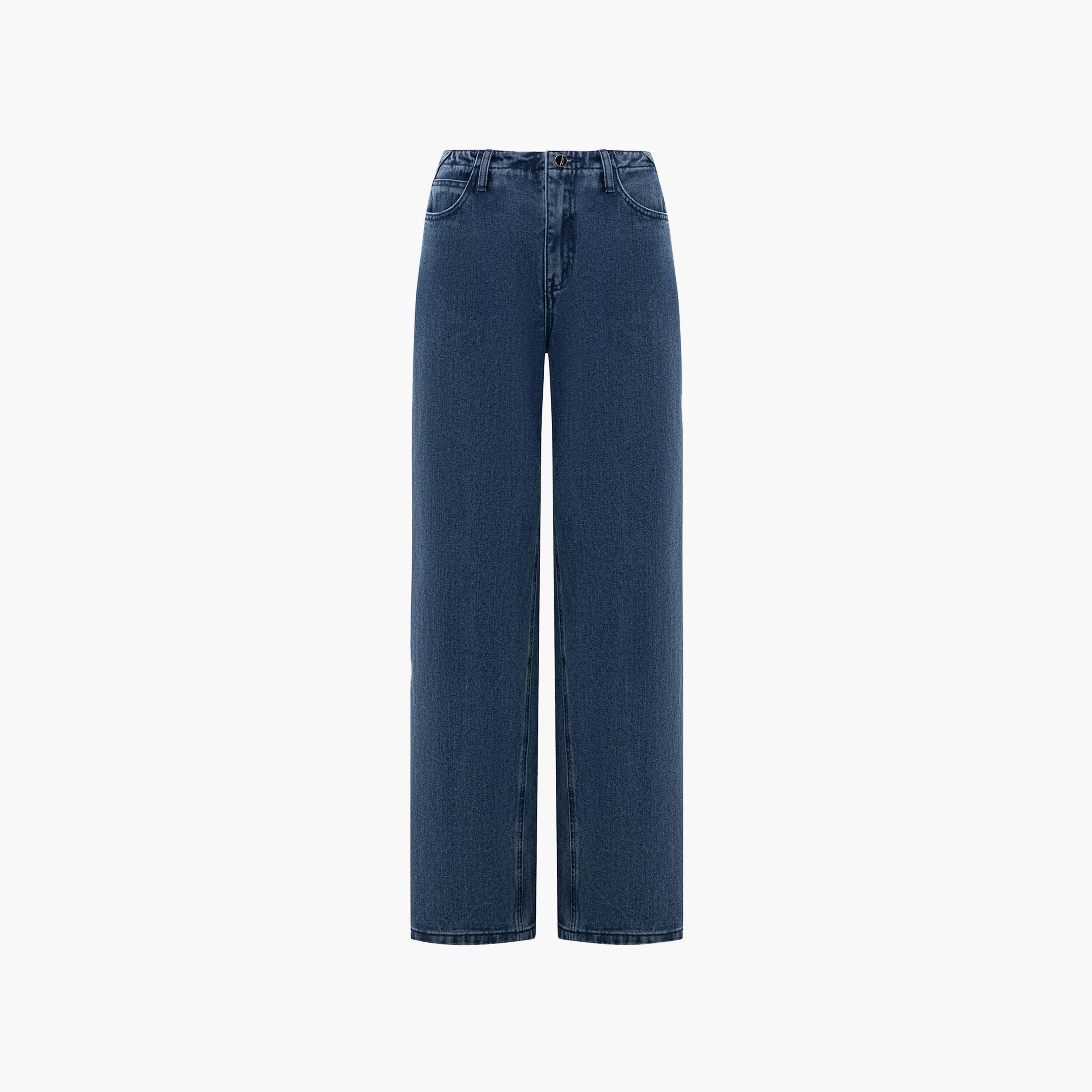 بنطال جينز نسائي بقصة مستقيمة باللون الأزرق من ليتشي-women-clothing-bottoms-jeans-image-4