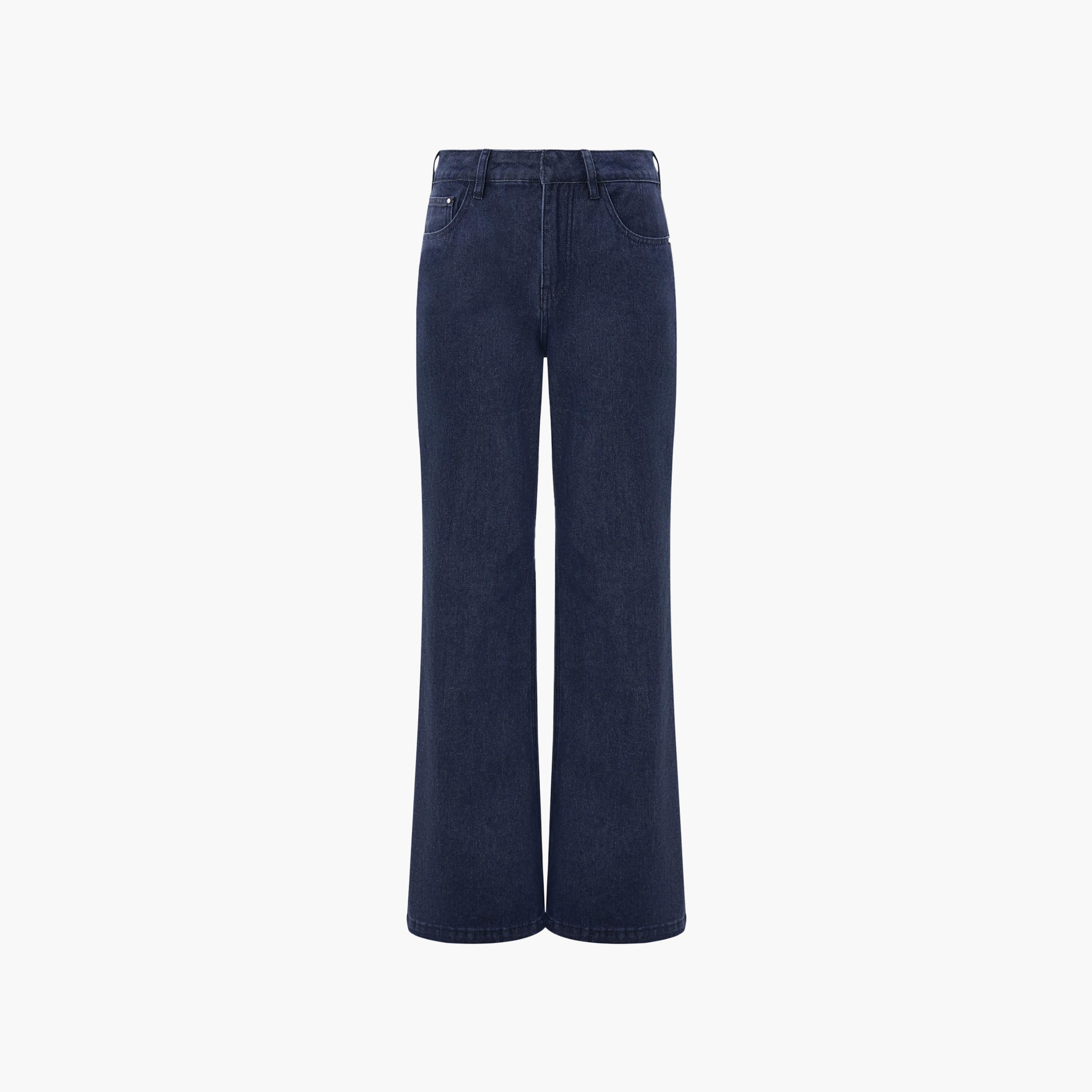 بنطال جينز نسائي بقصة بوت كات (شارلستون) باللون الكحلي من ليتشي-women-clothing-bottoms-jeans-image-5