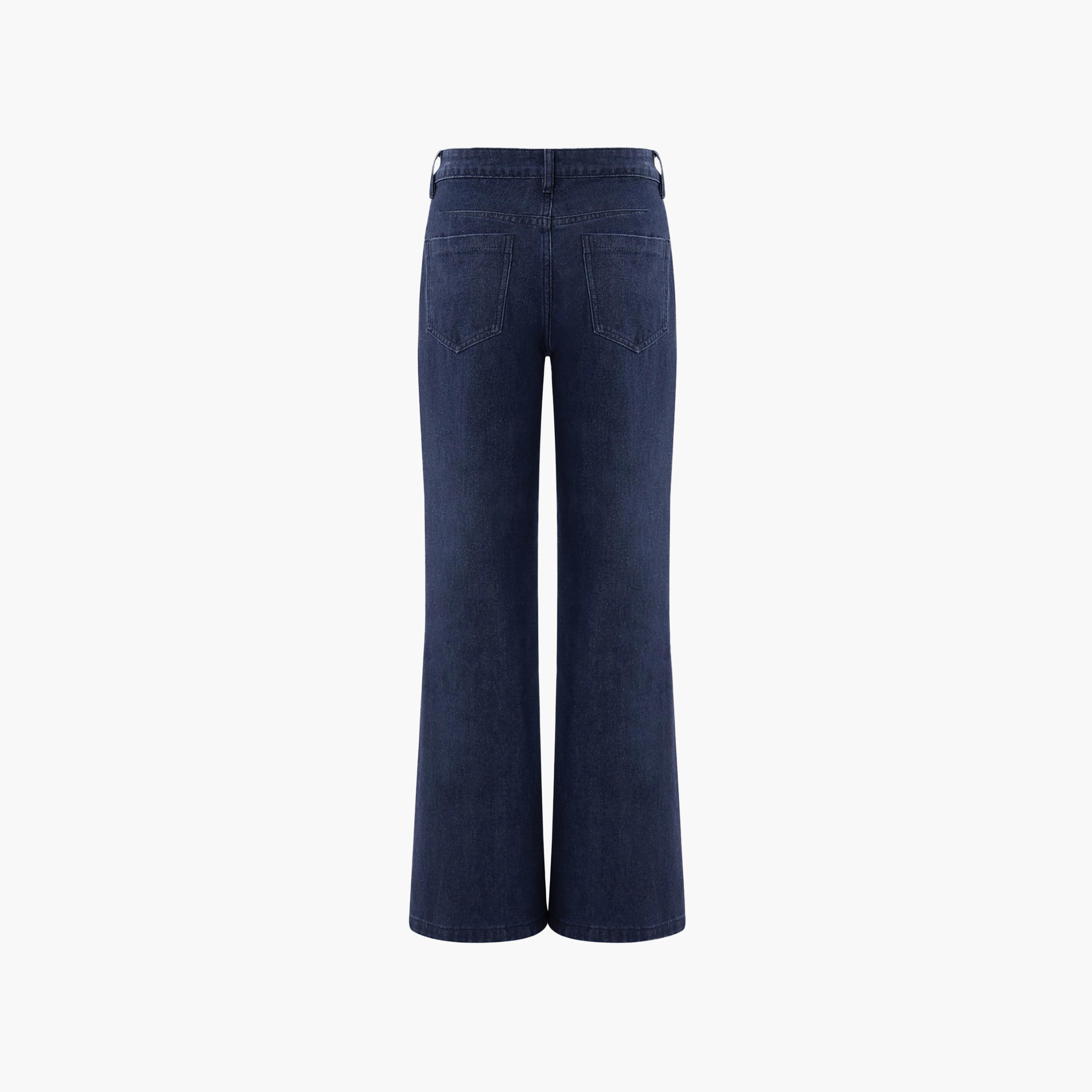 بنطال جينز نسائي بقصة بوت كات (شارلستون) باللون الكحلي من ليتشي-women-clothing-bottoms-jeans-image-6