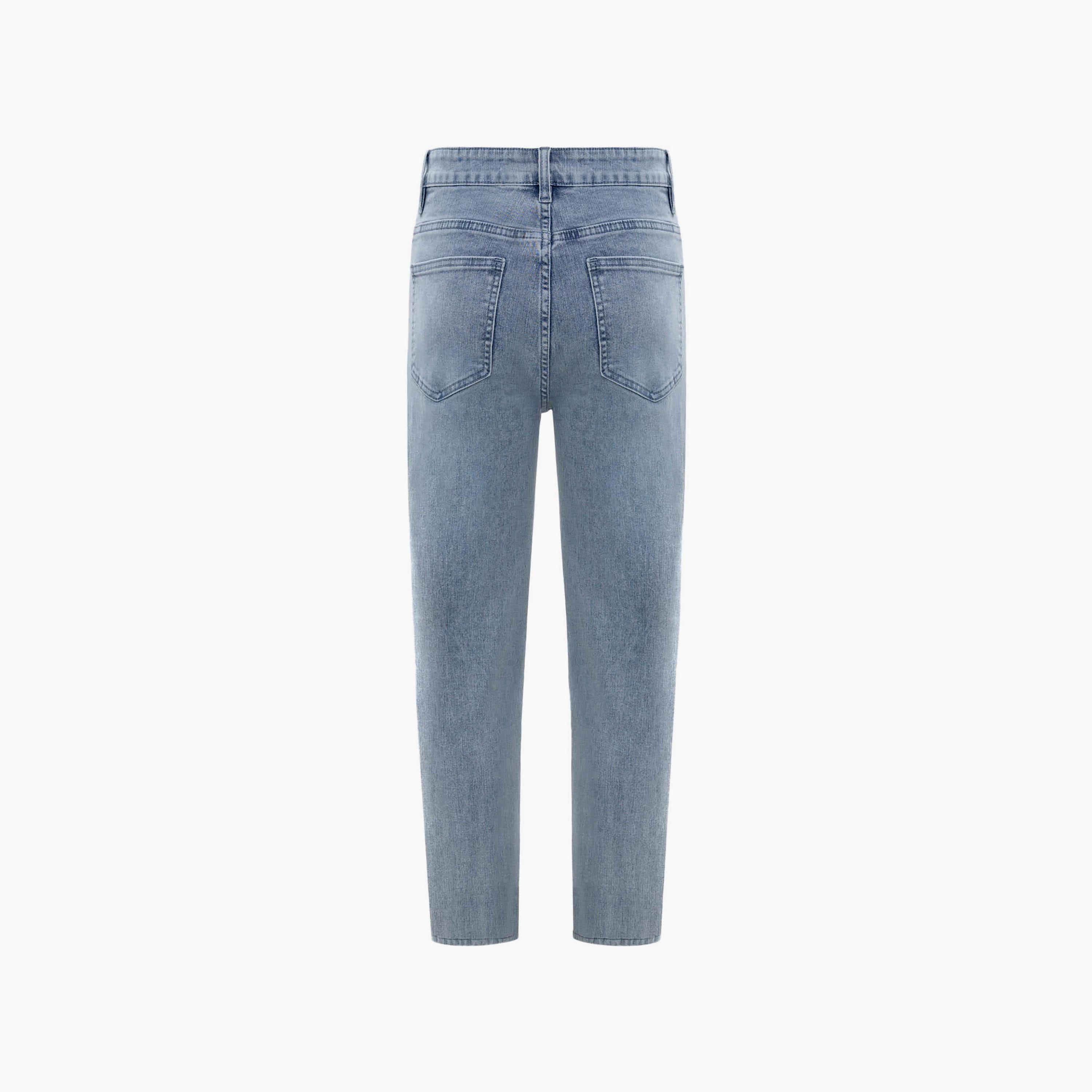 بنطال جينز نسائي بقصة مستقيمة بغسيل خفيف من ليتشي-women-clothing-bottoms-jeans-image-6